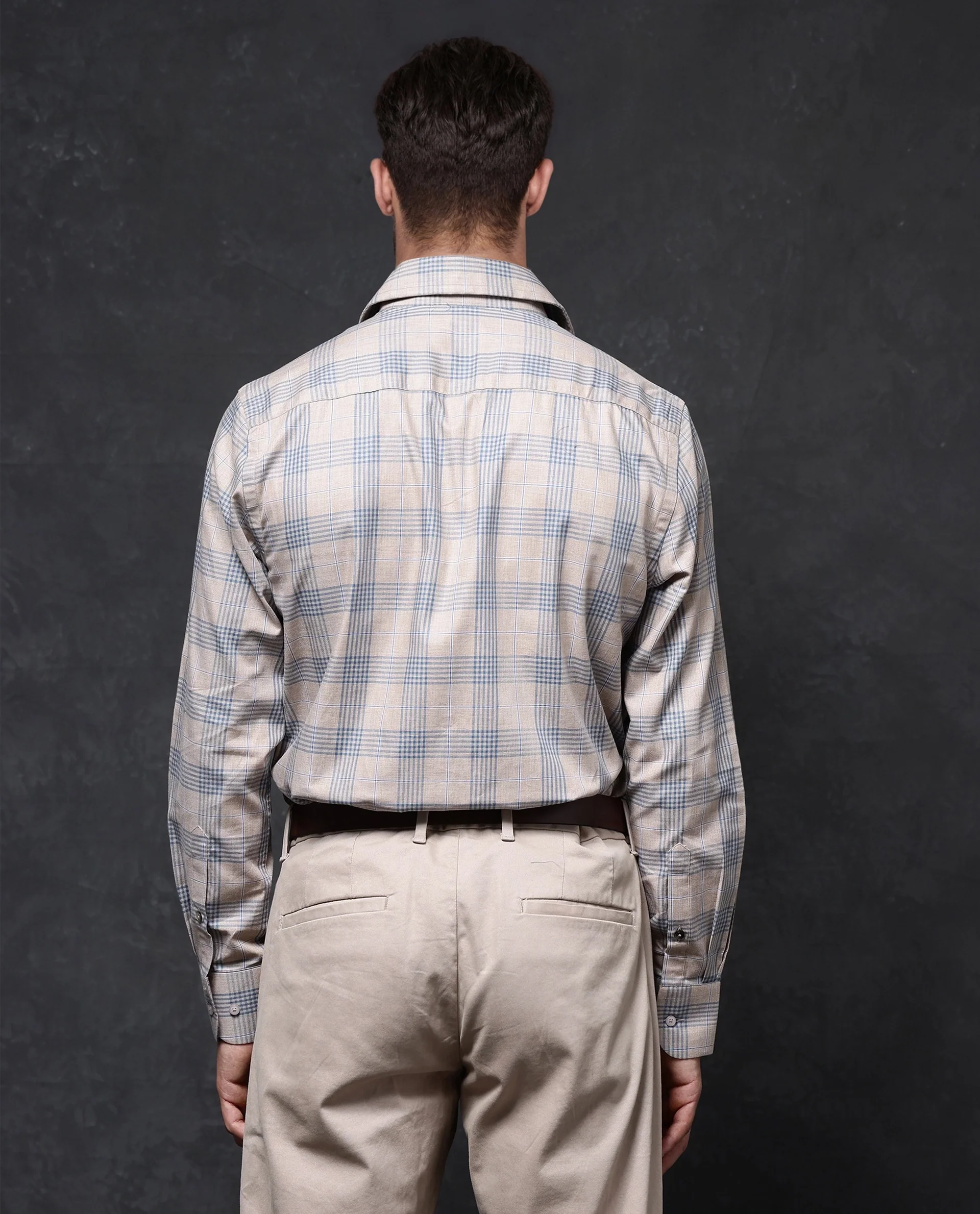 Rare Rabbit Men's Aporo Beige Cotton Checked Print Regular Fit Full Sleeve Collared Shirt - Image 7