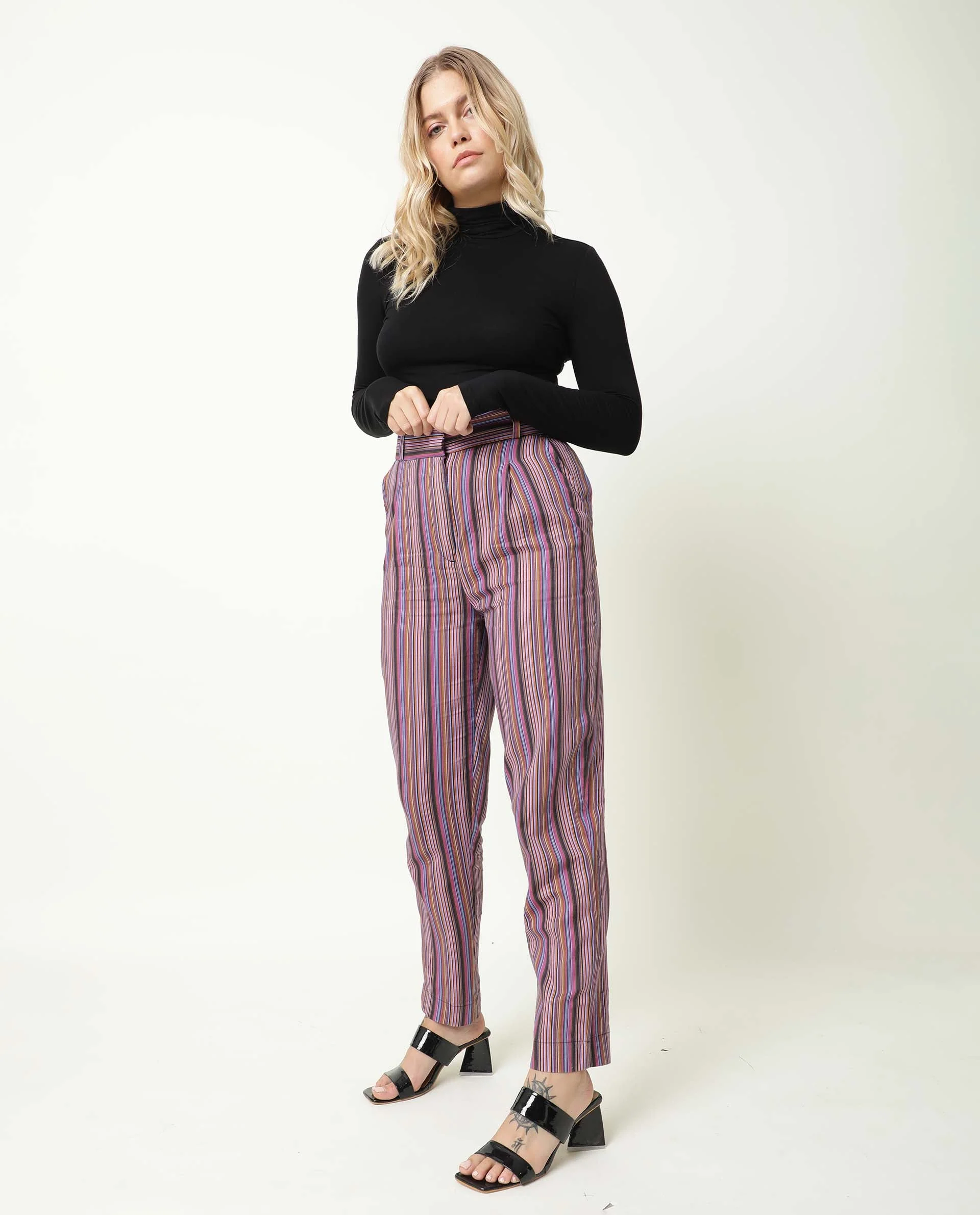 Rareism Women's Apple Multi Cotton Regular Fit Trouser