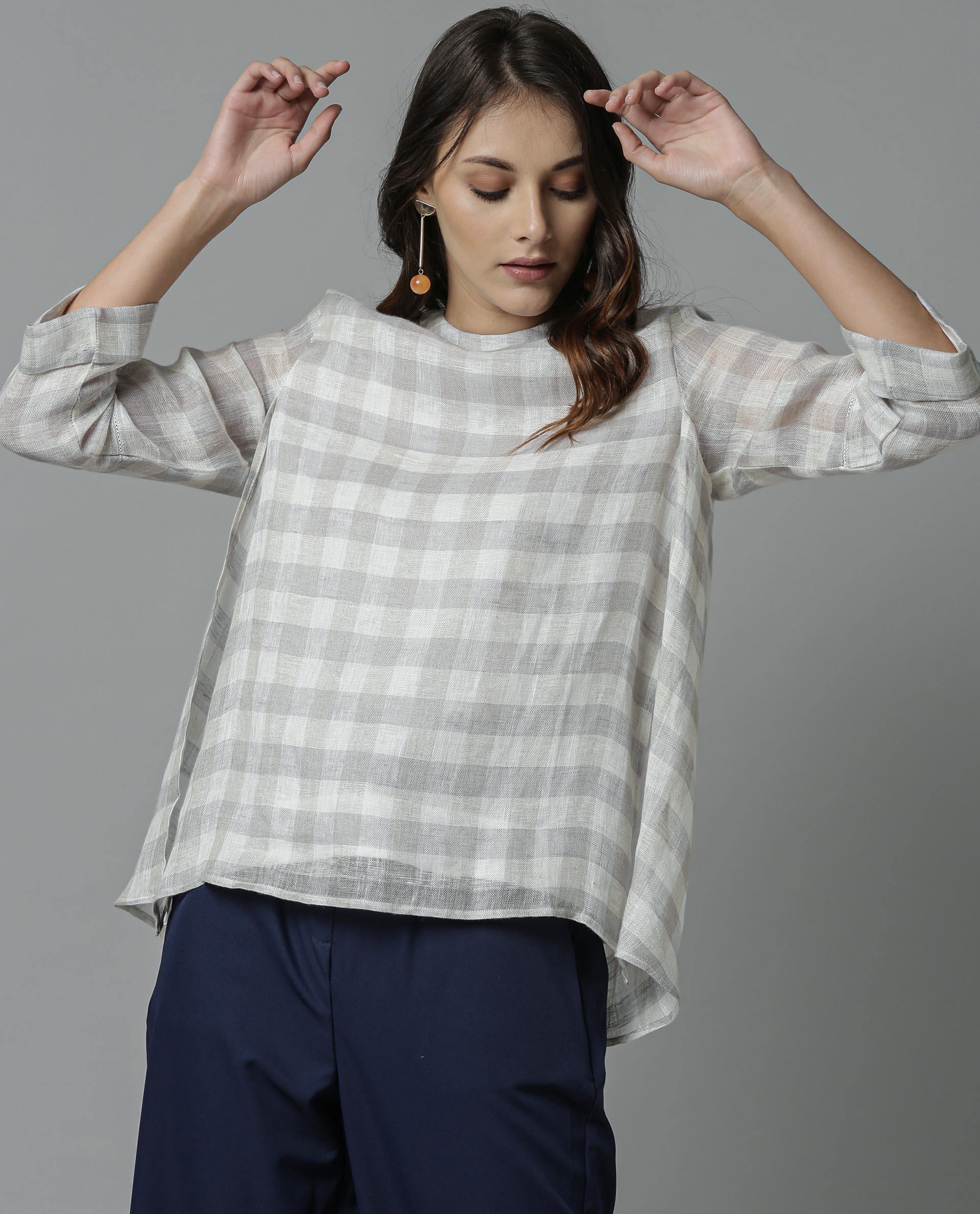 Rareism Women April Grey Top Full Sleeves