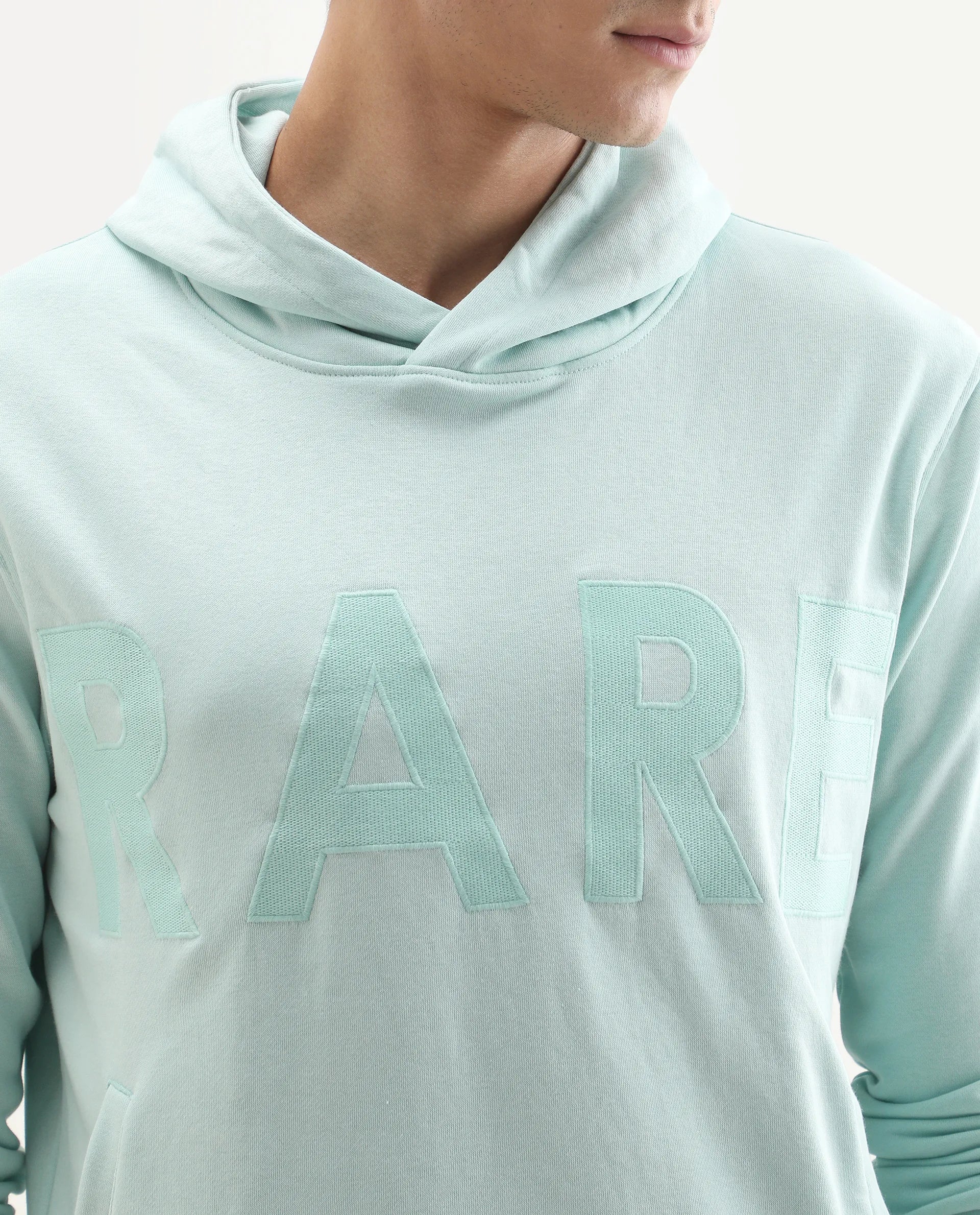 Rare Rabbit Men's April Light Blue Cotton Embroidered Regular Fit Full Sleeve Crew Neck Sweatshirt - Image 4