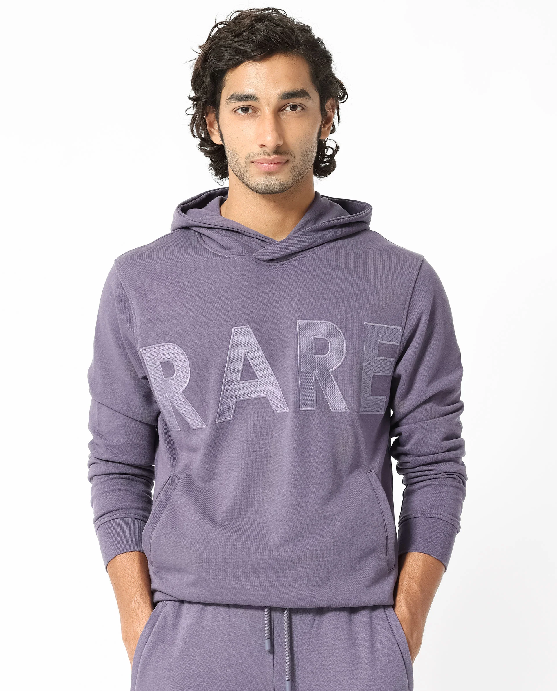 Rare Rabbit Men's April Purple Cotton Embroidered Regular Fit Full Sleeve Crew Neck Sweatshirt - Image 2