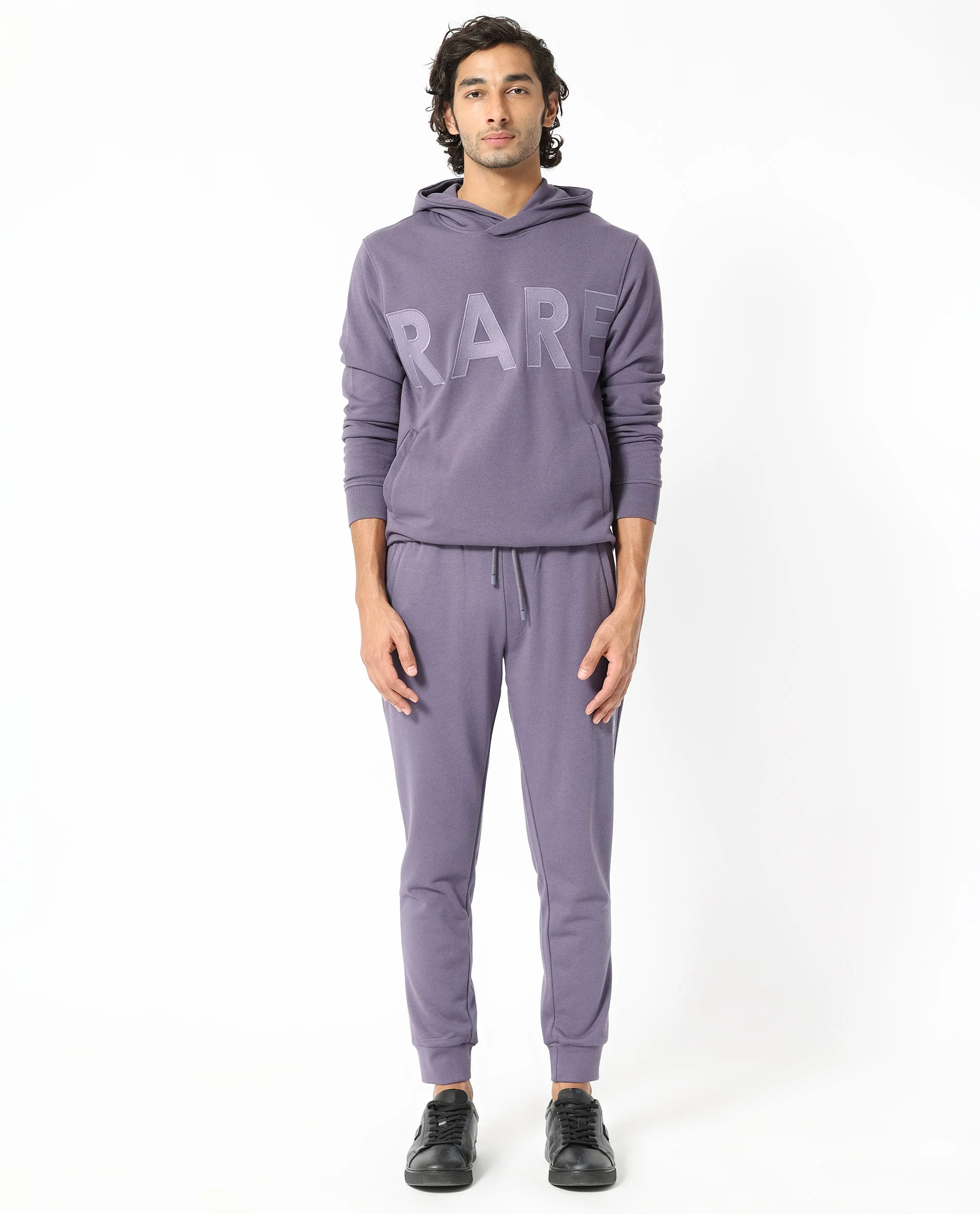 Rare Rabbit Men's April Purple Cotton Embroidered Regular Fit Full Sleeve Crew Neck Sweatshirt - Image 3
