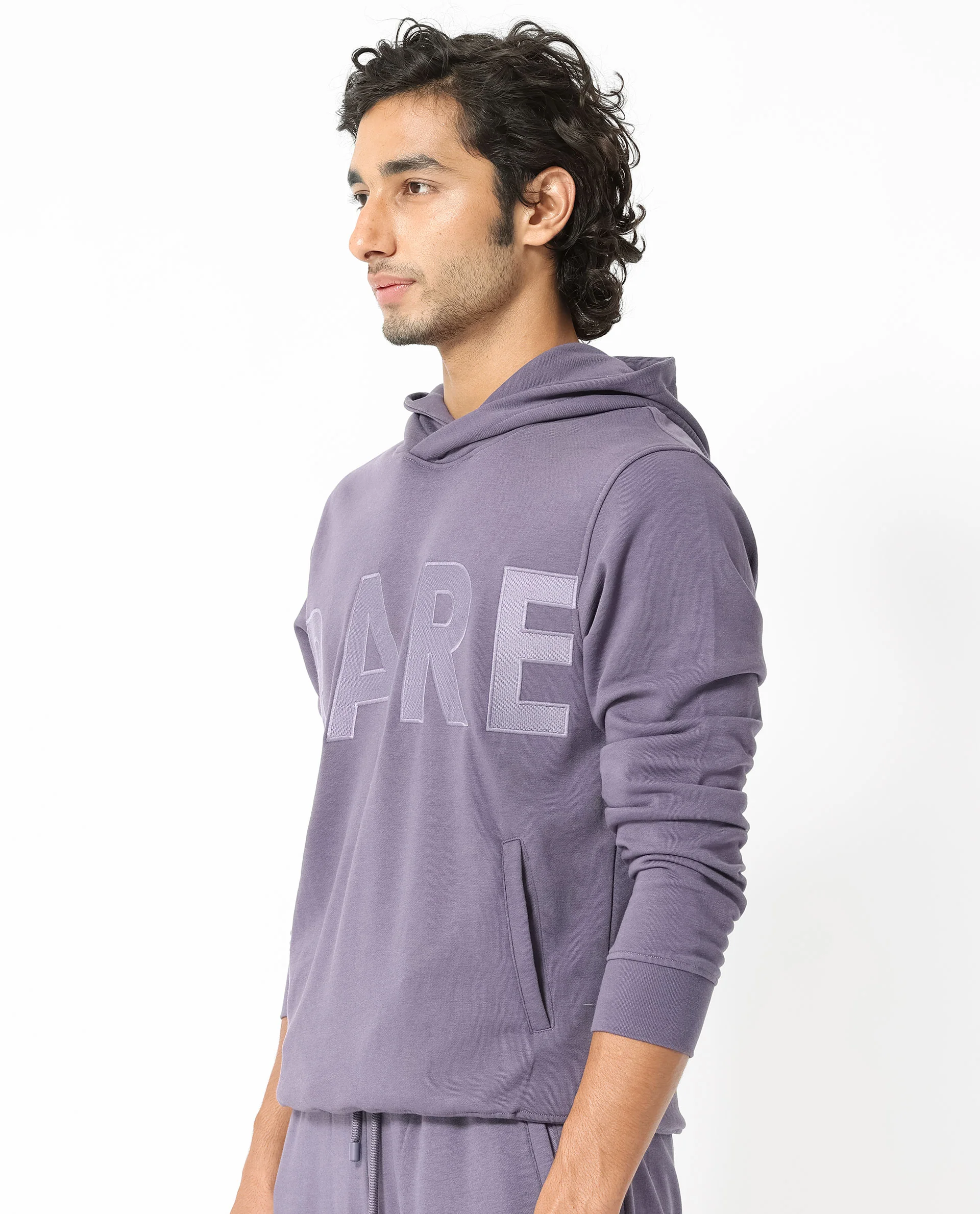 Rare Rabbit Men's April Purple Cotton Embroidered Regular Fit Full Sleeve Crew Neck Sweatshirt - Image 4