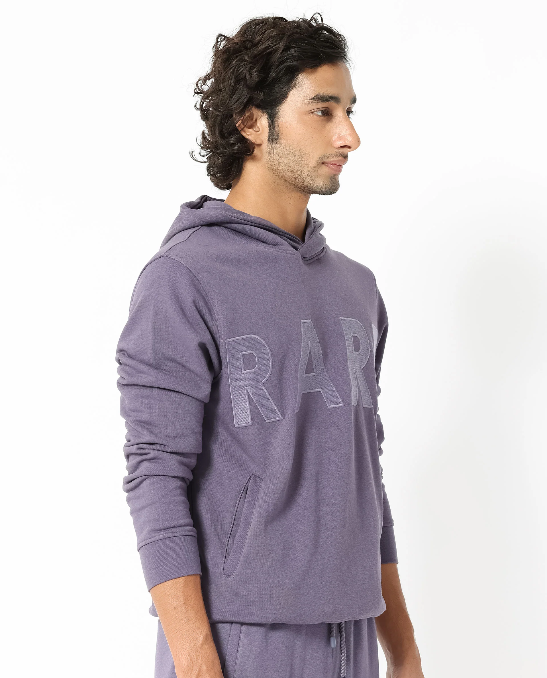 Rare Rabbit Men's April Purple Cotton Embroidered Regular Fit Full Sleeve Crew Neck Sweatshirt - Image 5