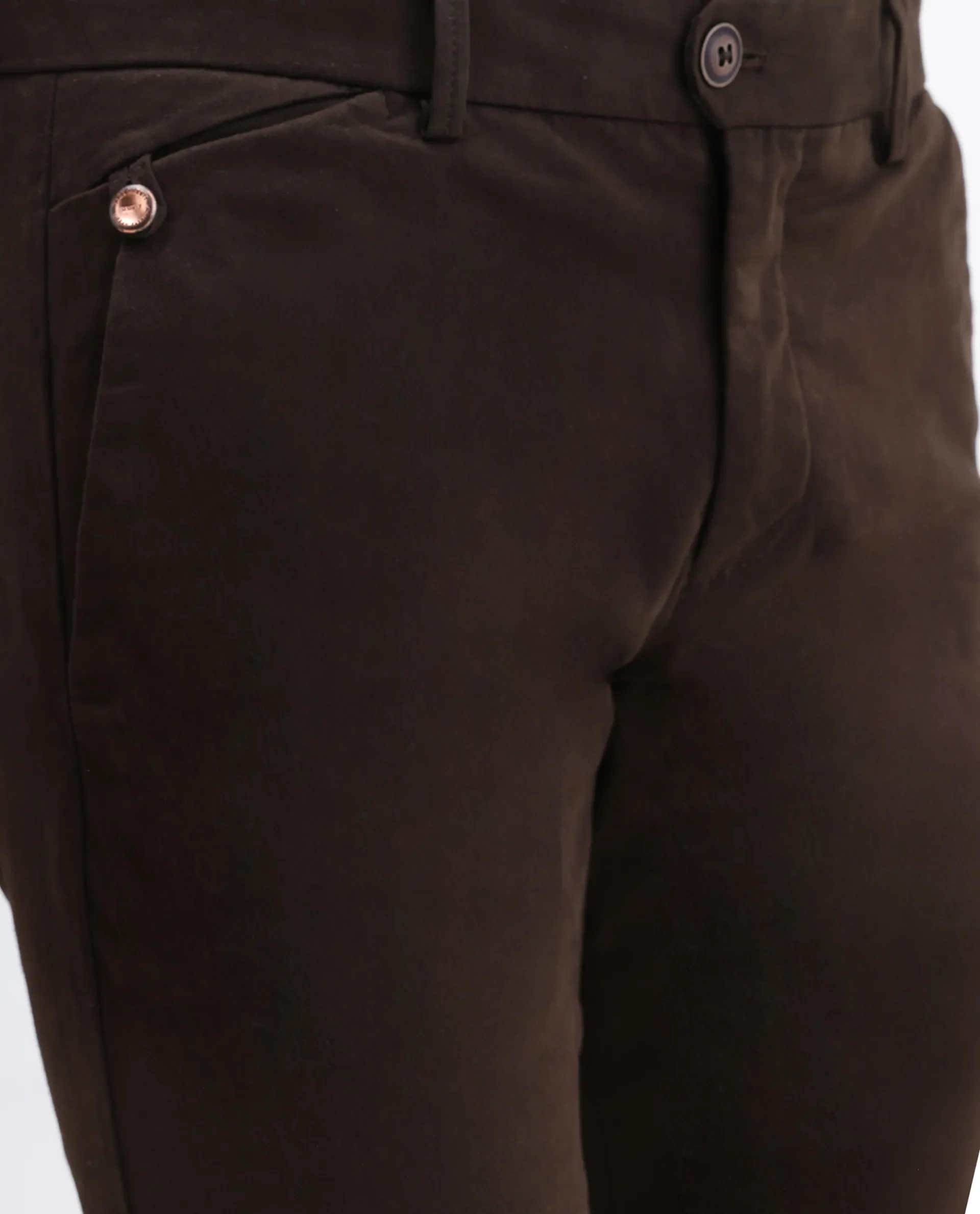 Rare Rabbit Men's Aps Coffee Cotton Plain Regular Fit Trouser - Image 3