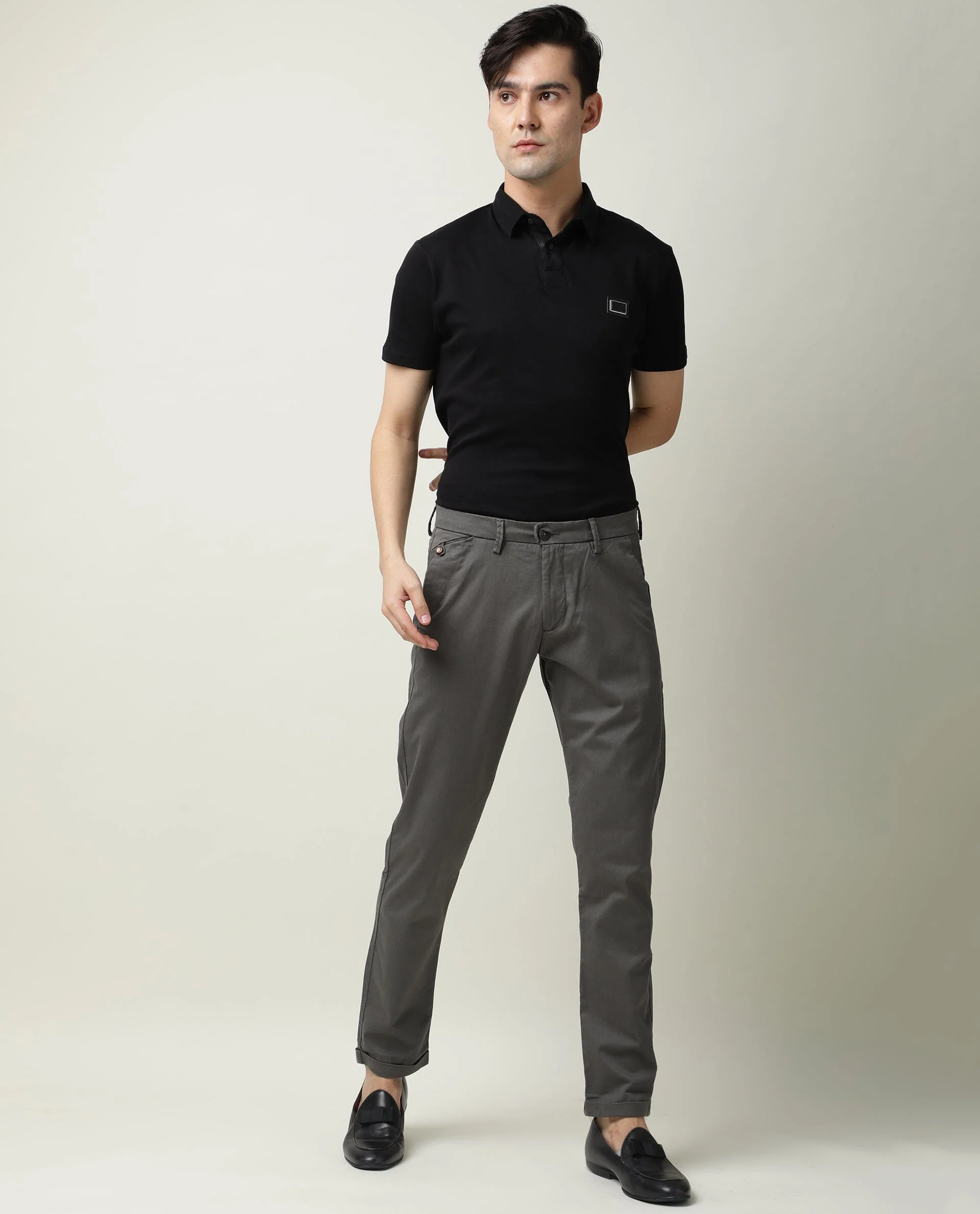 Rare Rabbit Men's Aps Green Cotton Plain Regular Fit Trouser - Image 2