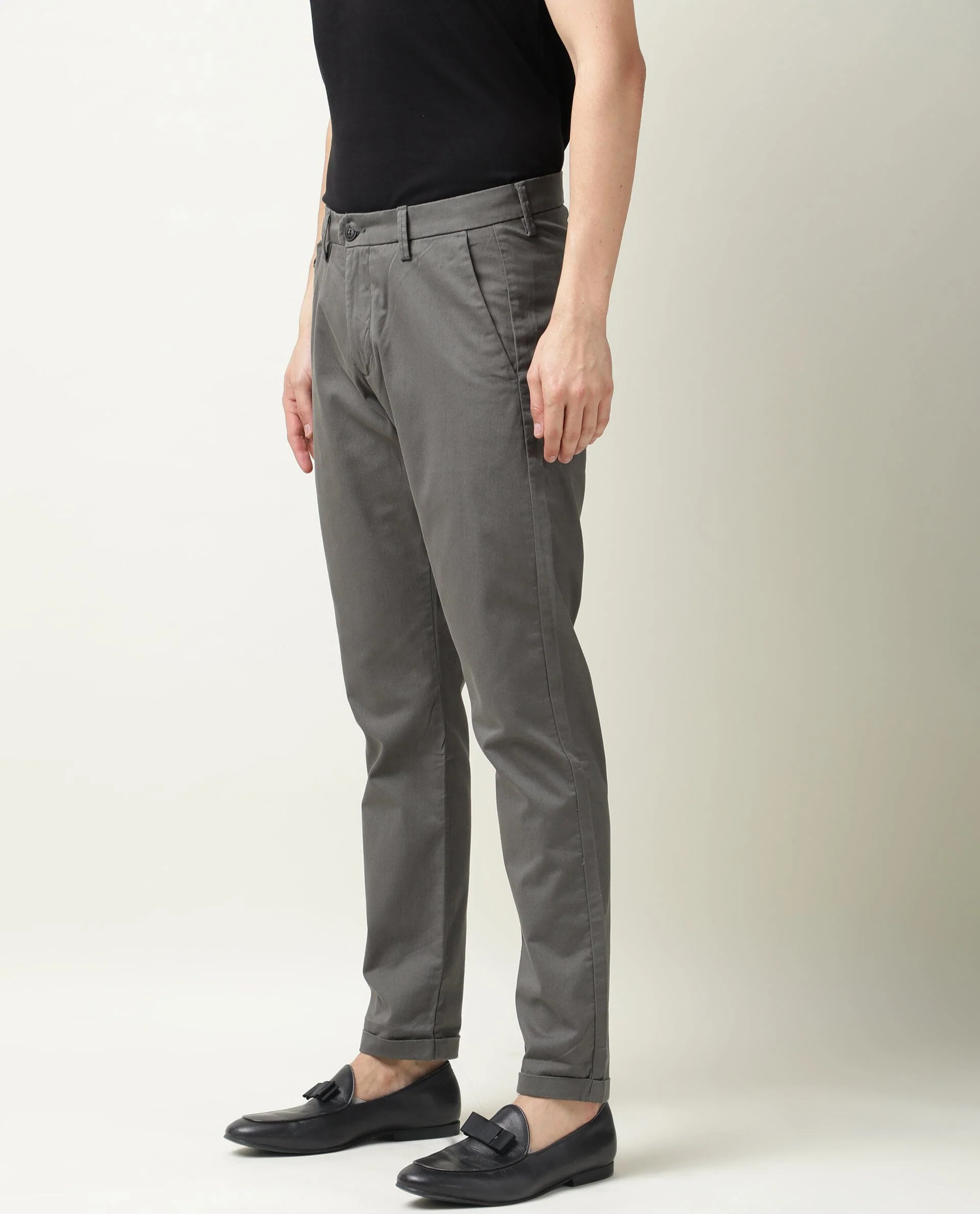 Rare Rabbit Men's Aps Green Cotton Plain Regular Fit Trouser - Image 3