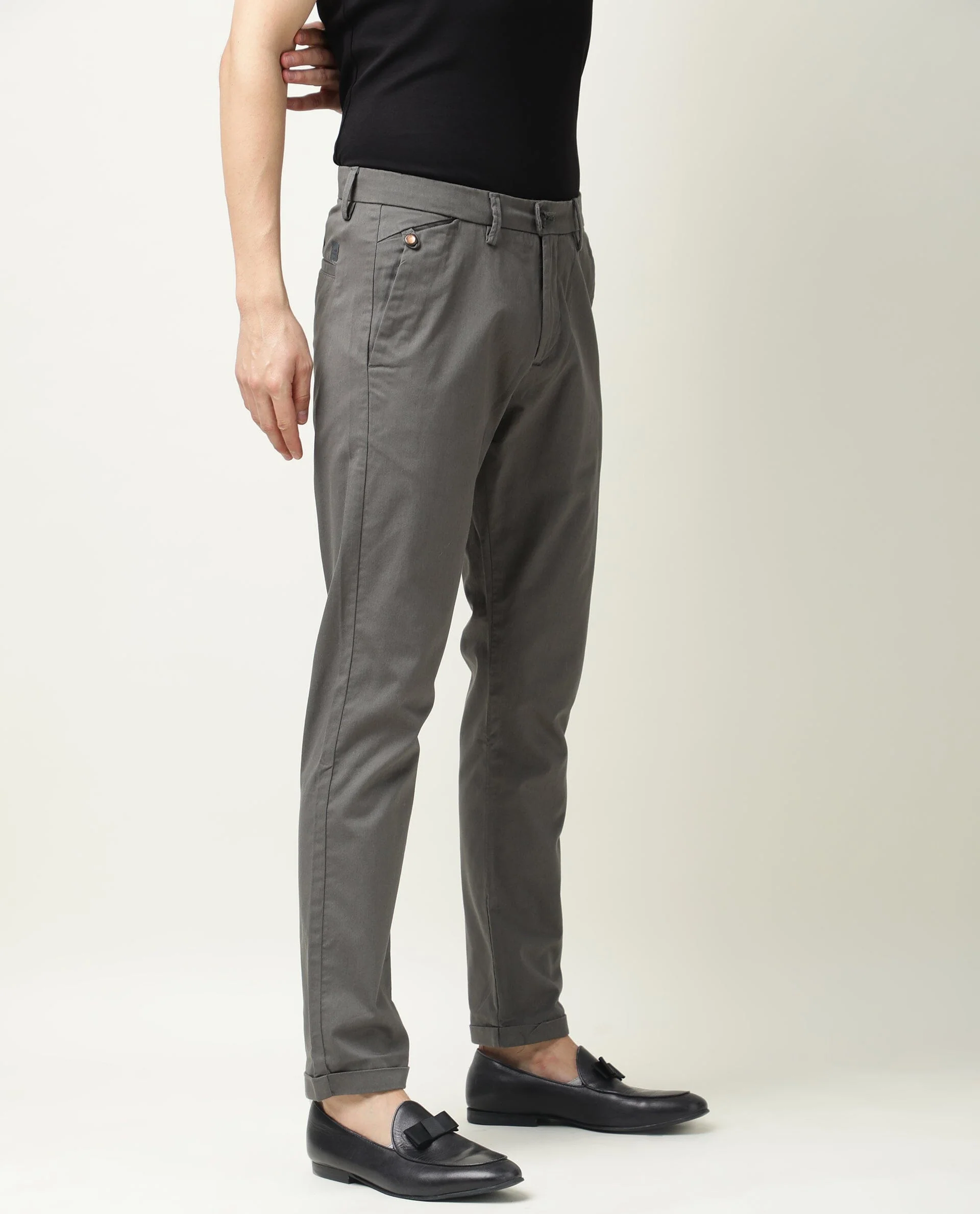 Rare Rabbit Men's Aps Green Cotton Plain Regular Fit Trouser - Image 4