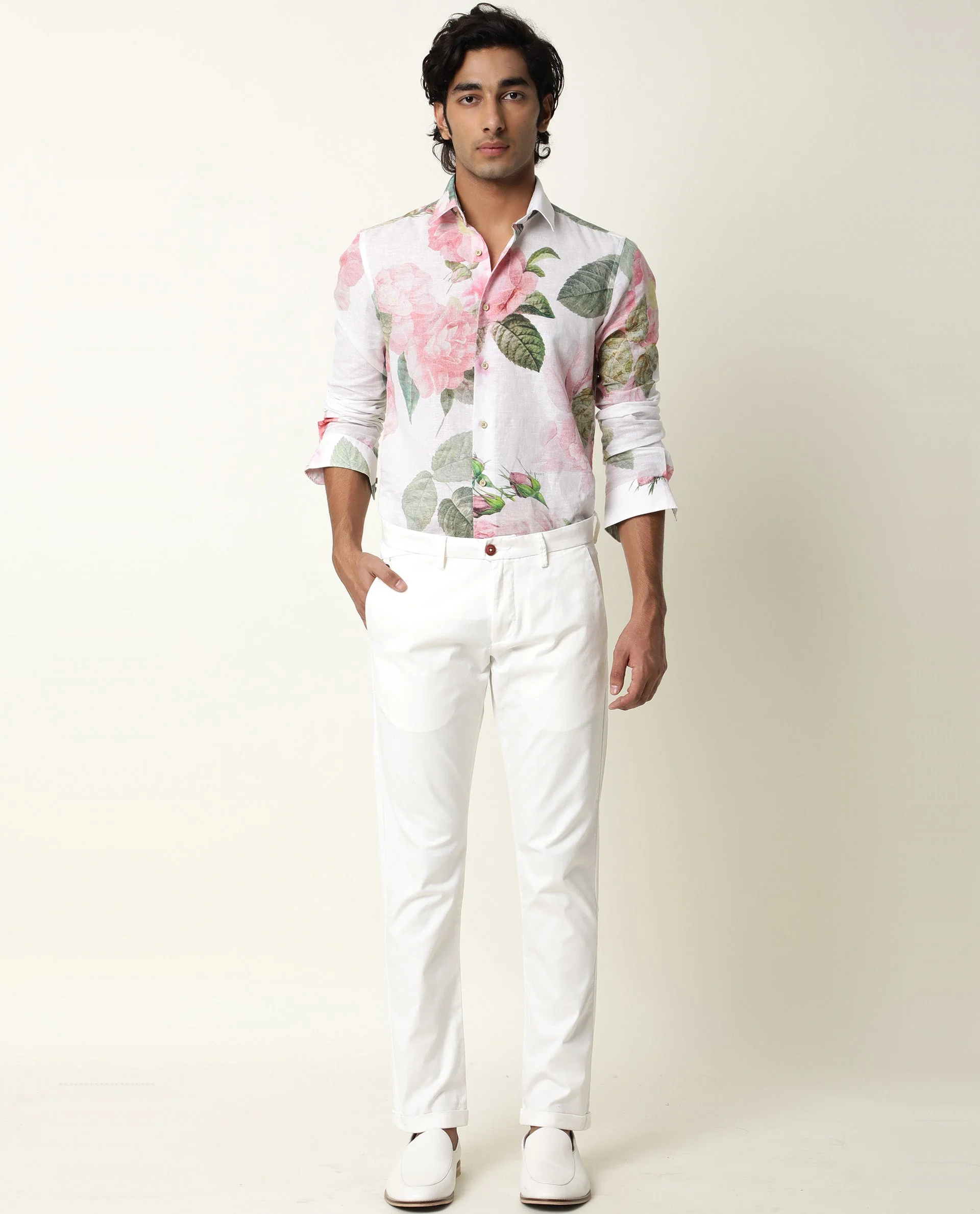 Rare Rabbit Men's Aps White Cotton Plain Slim Fit Trouser - Image 2