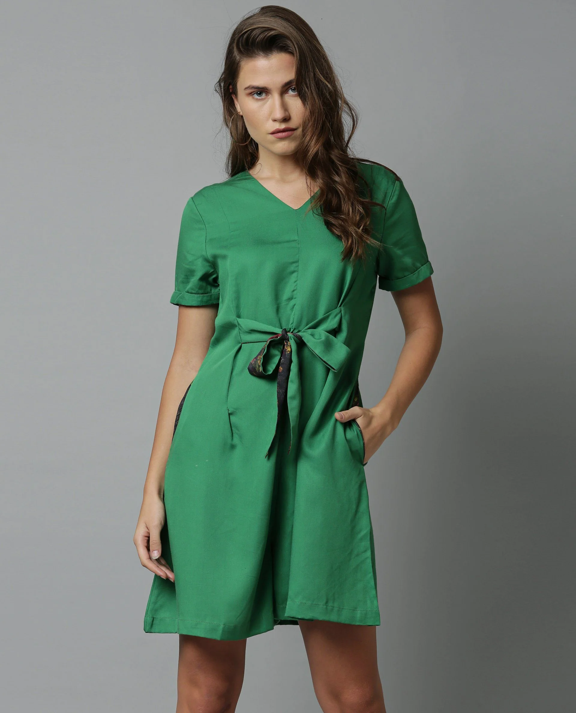 Rareism Women Apt Green Jumpsuit Short Sleeves - Image 2