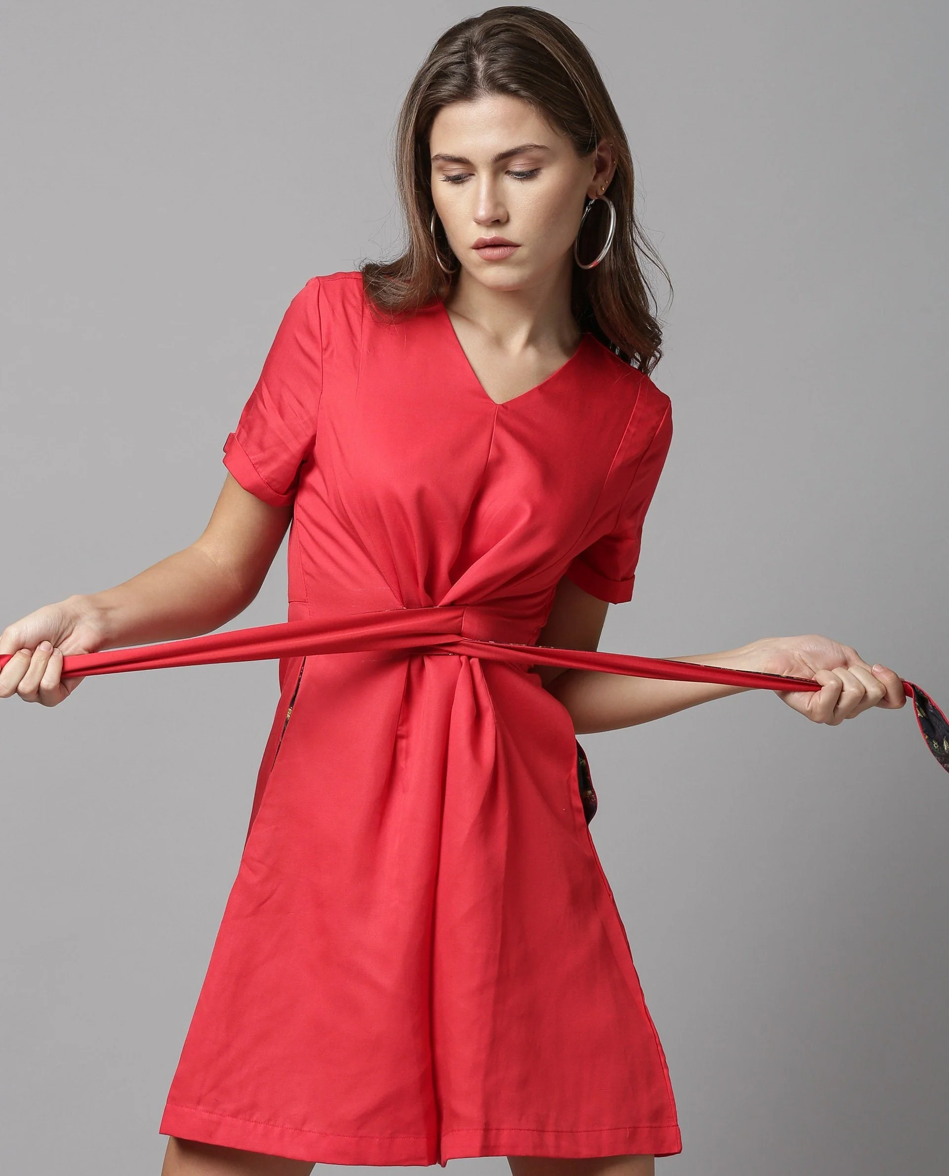 Rareism Women Apt Red Jumpsuit Short Sleeves - Image 2