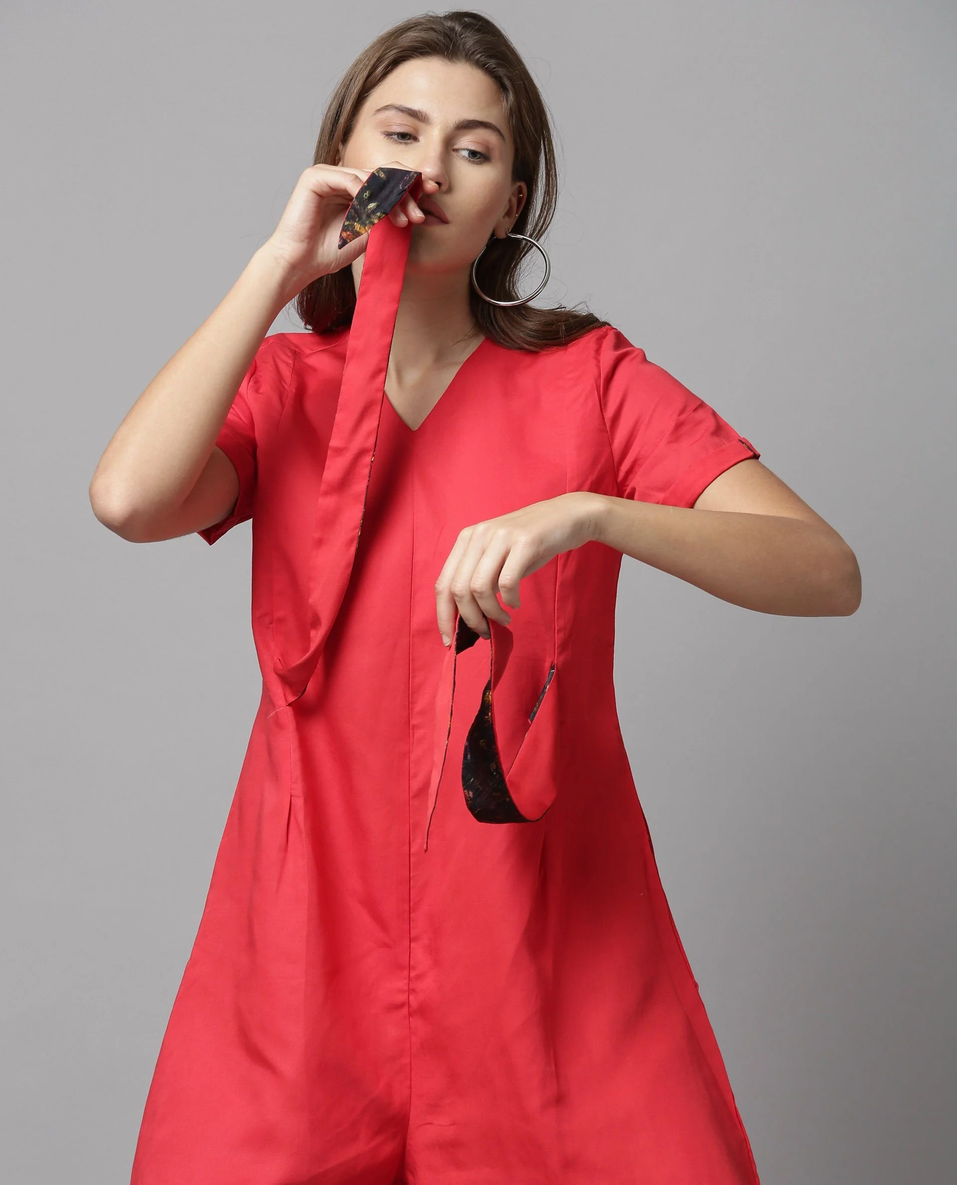 Rareism Women Apt Red Jumpsuit Short Sleeves - Image 4