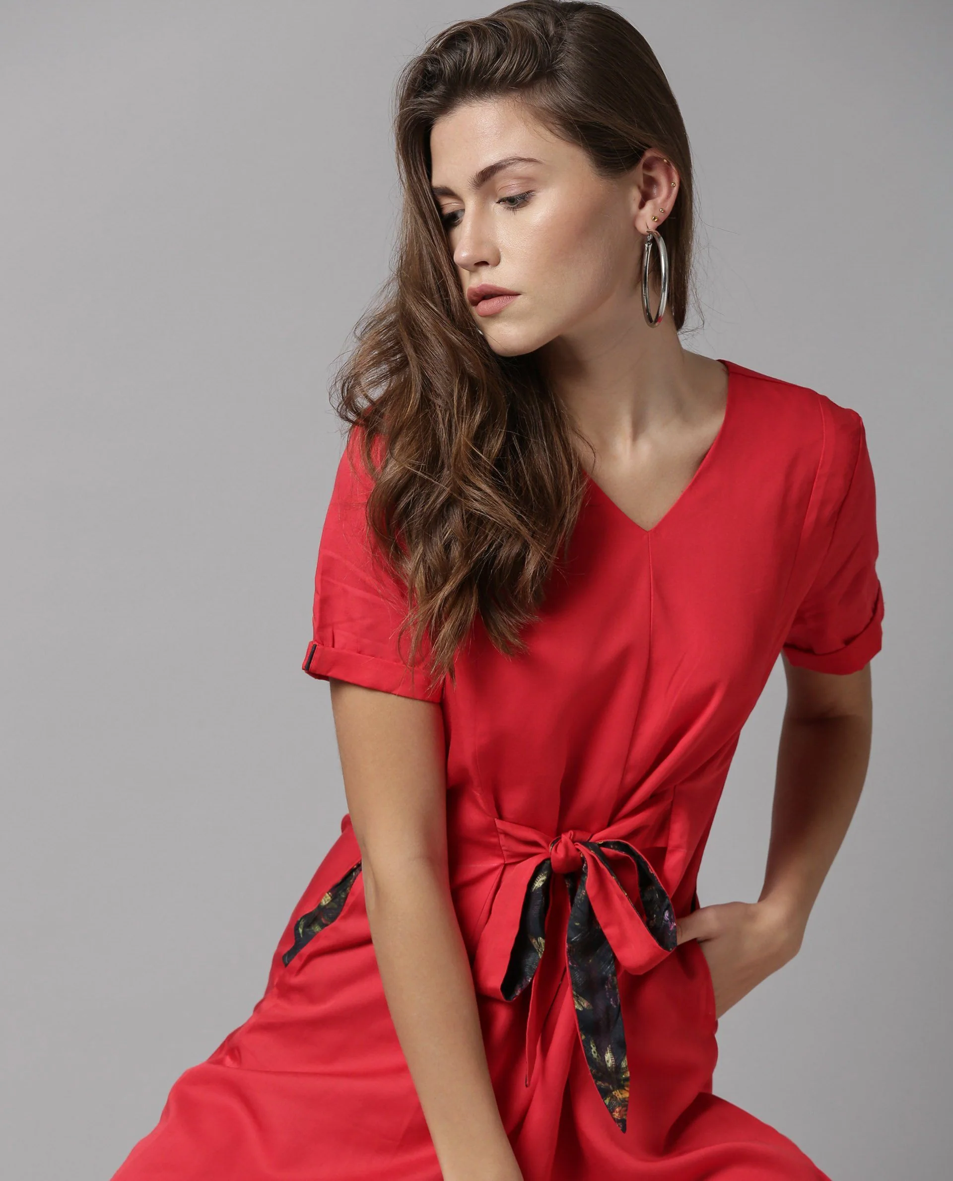 Rareism Women Apt Red Jumpsuit Short Sleeves - Image 6