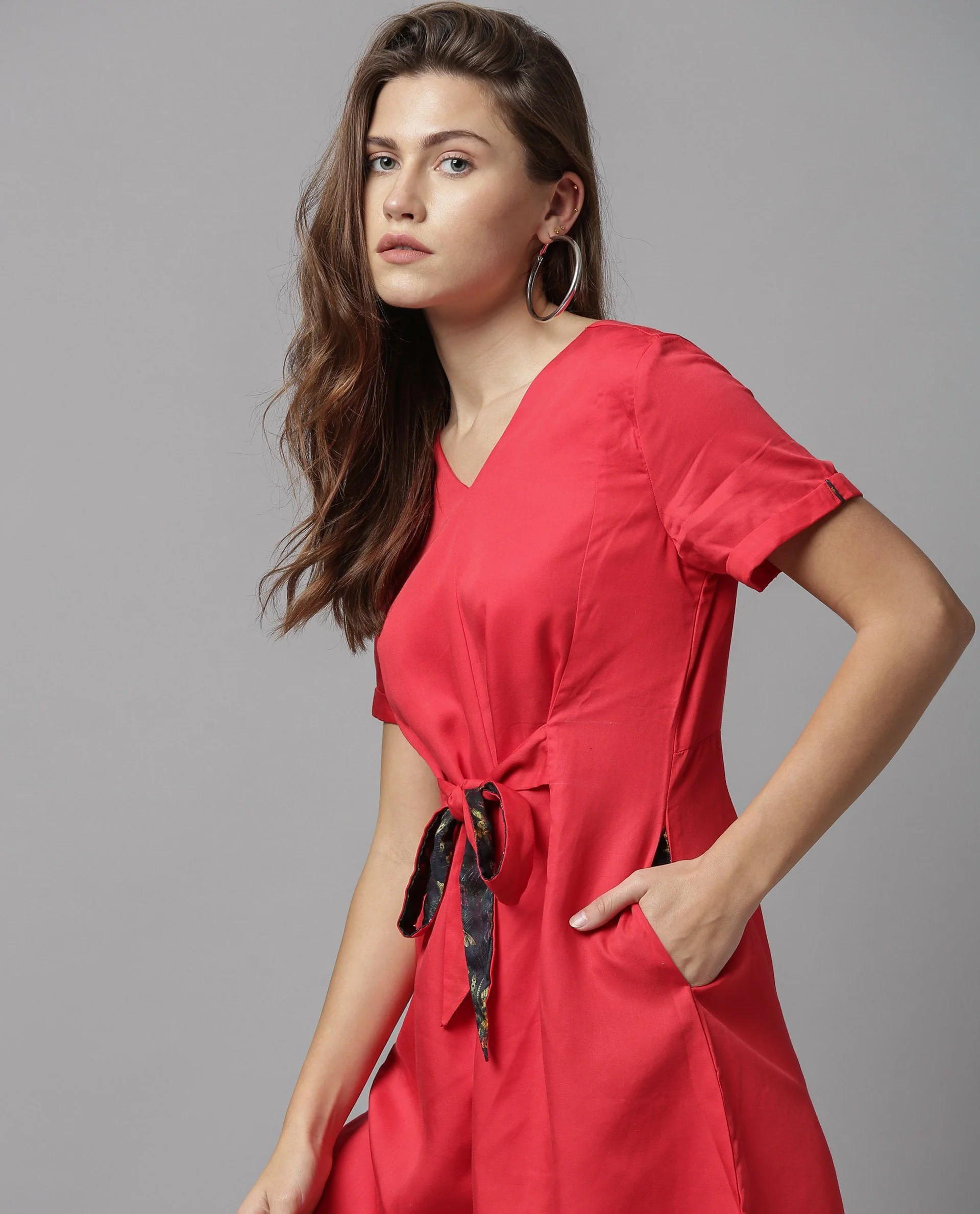 Rareism Women Apt Red Jumpsuit Short Sleeves - Image 7