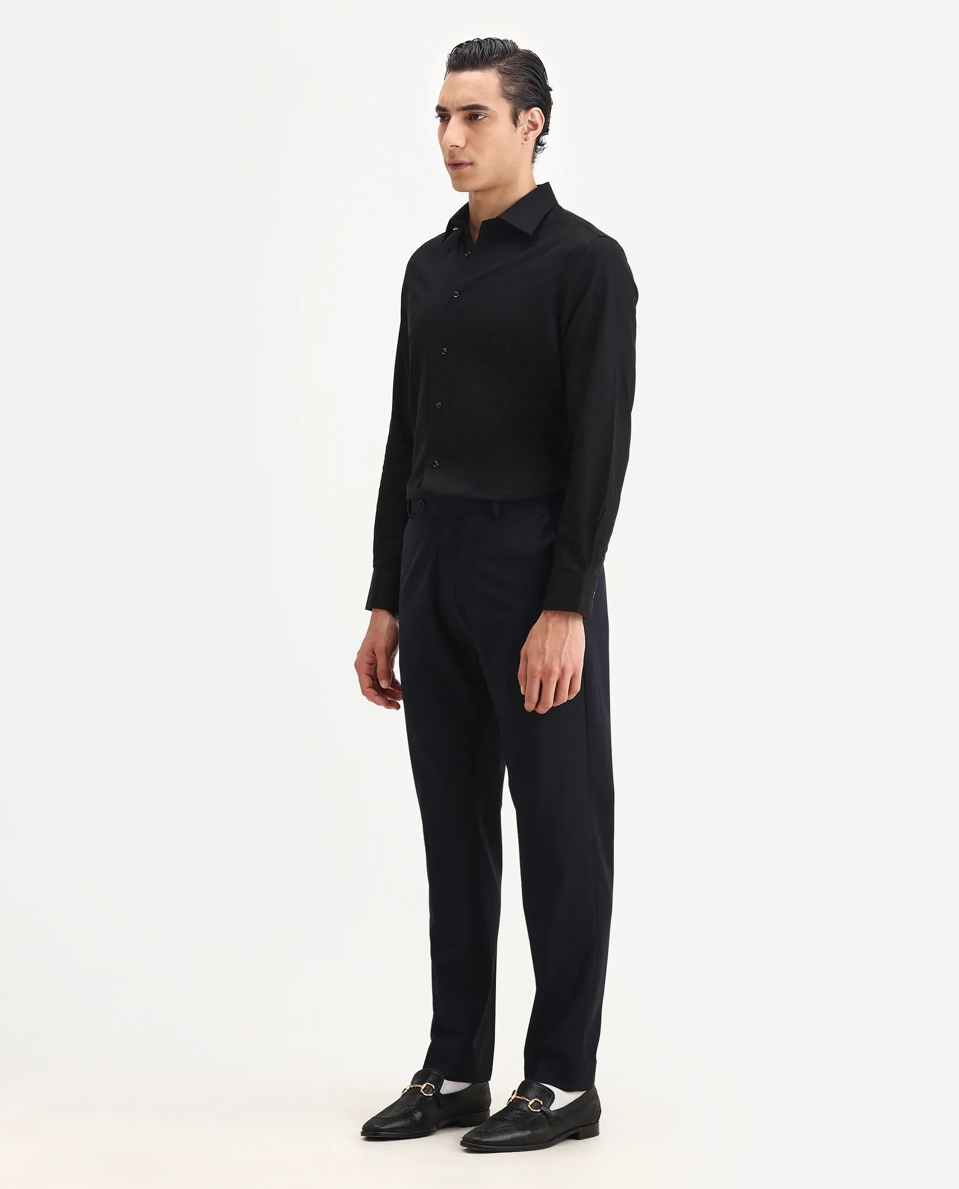 Rare Rabbit Men's Arbo-B Navy Cotton Plain Slim Fit Full Sleeve Lapel Neck Suits - Image 6