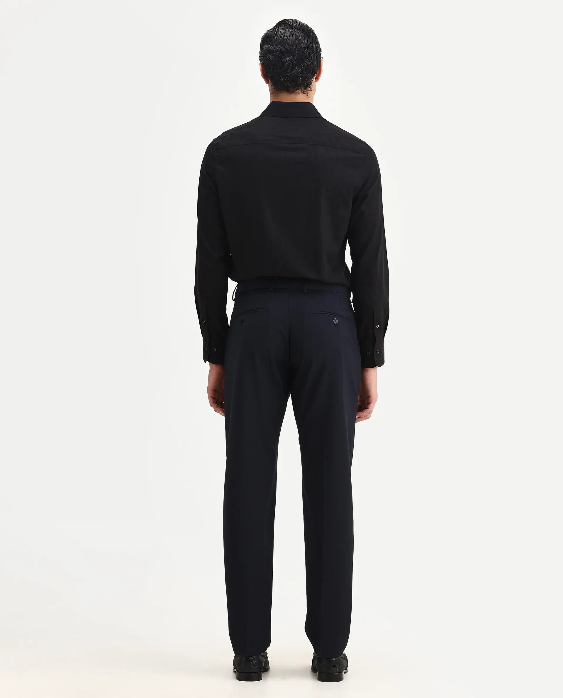 Rare Rabbit Men's Arbo-B Navy Cotton Plain Slim Fit Full Sleeve Lapel Neck Suits - Image 8