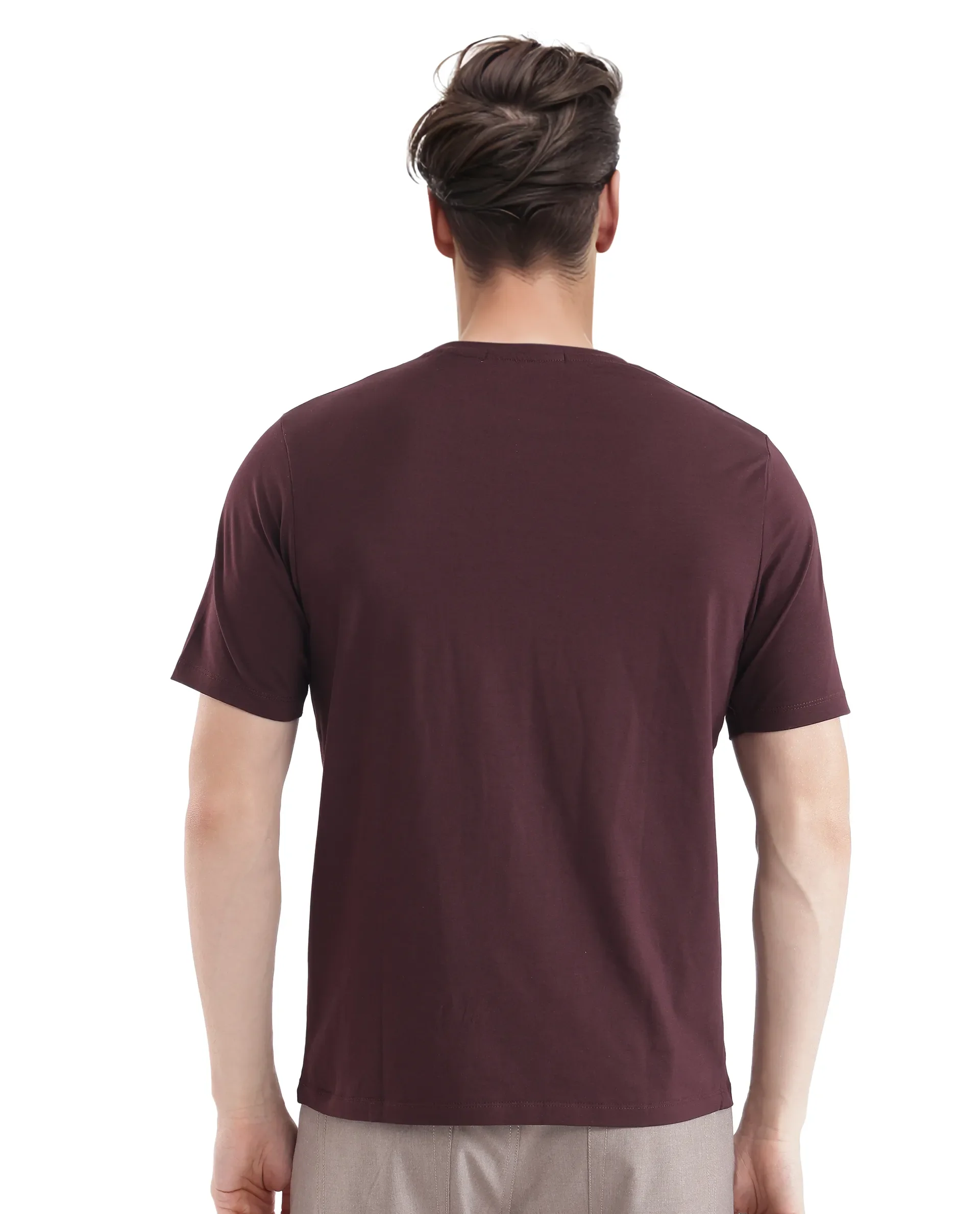 Rare Rabbit Men's Arbor-1 Maroon Cotton Graphic Print Regular Fit Half Sleeve Crew Neck T-Shirt - Image 4
