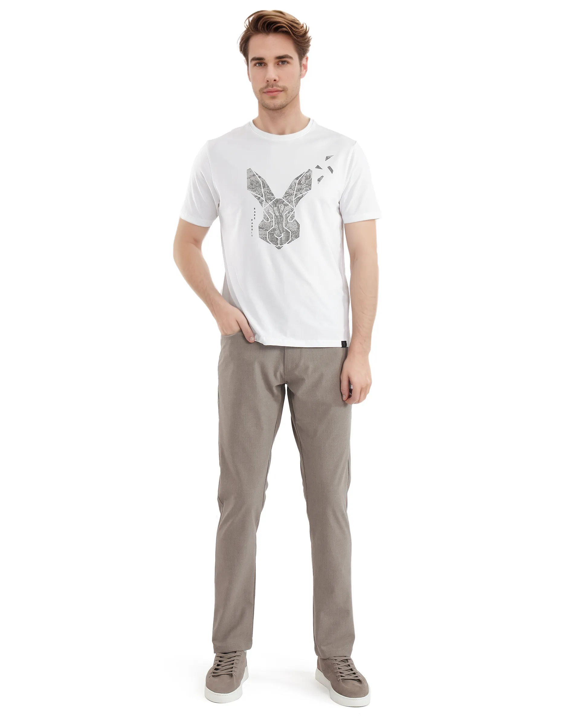 Rare Rabbit Men's Arbor-1 White Cotton Graphic Print Regular Fit Half Sleeve Crew Neck T-Shirt - Image 2