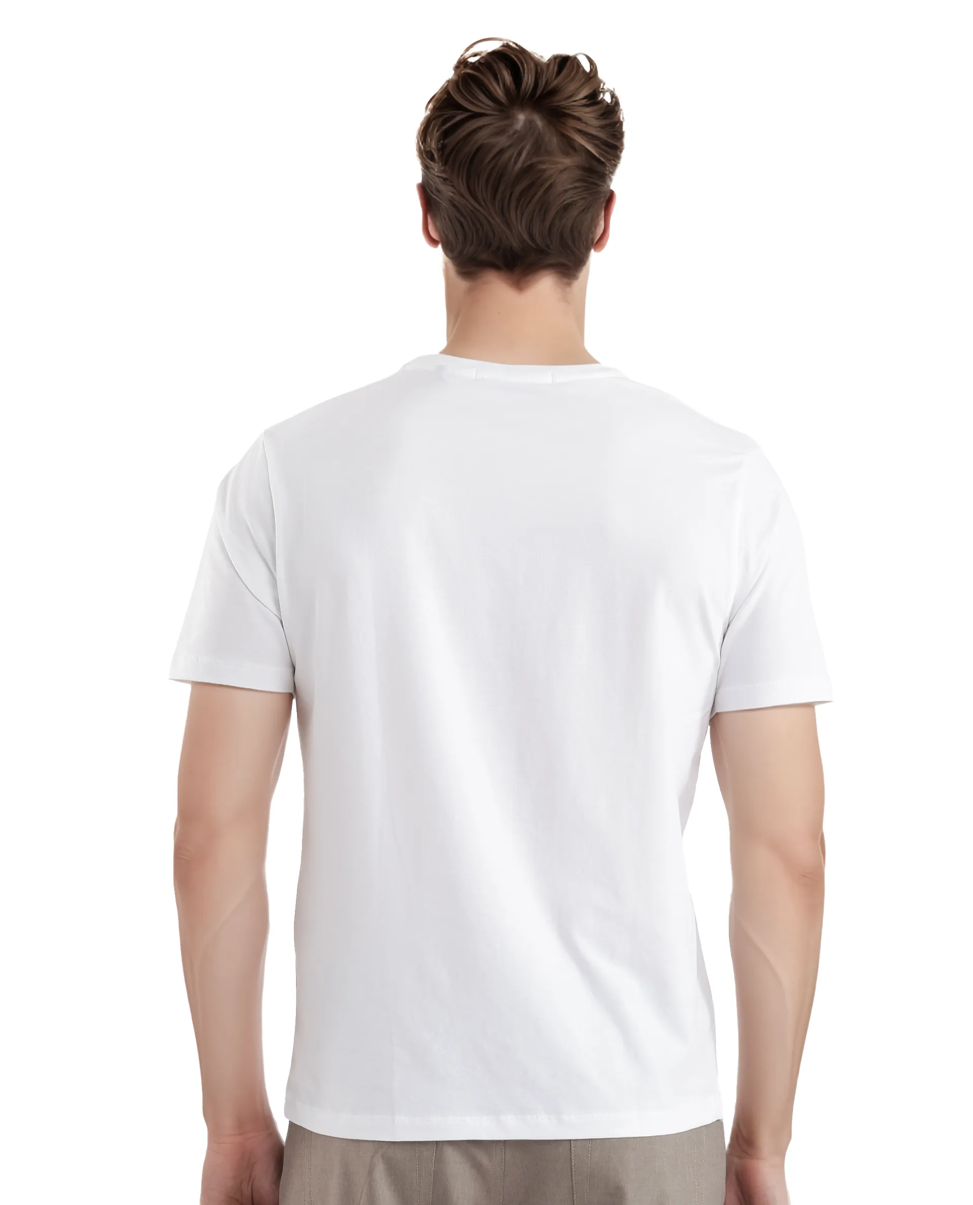 Rare Rabbit Men's Arbor-1 White Cotton Graphic Print Regular Fit Half Sleeve Crew Neck T-Shirt - Image 4