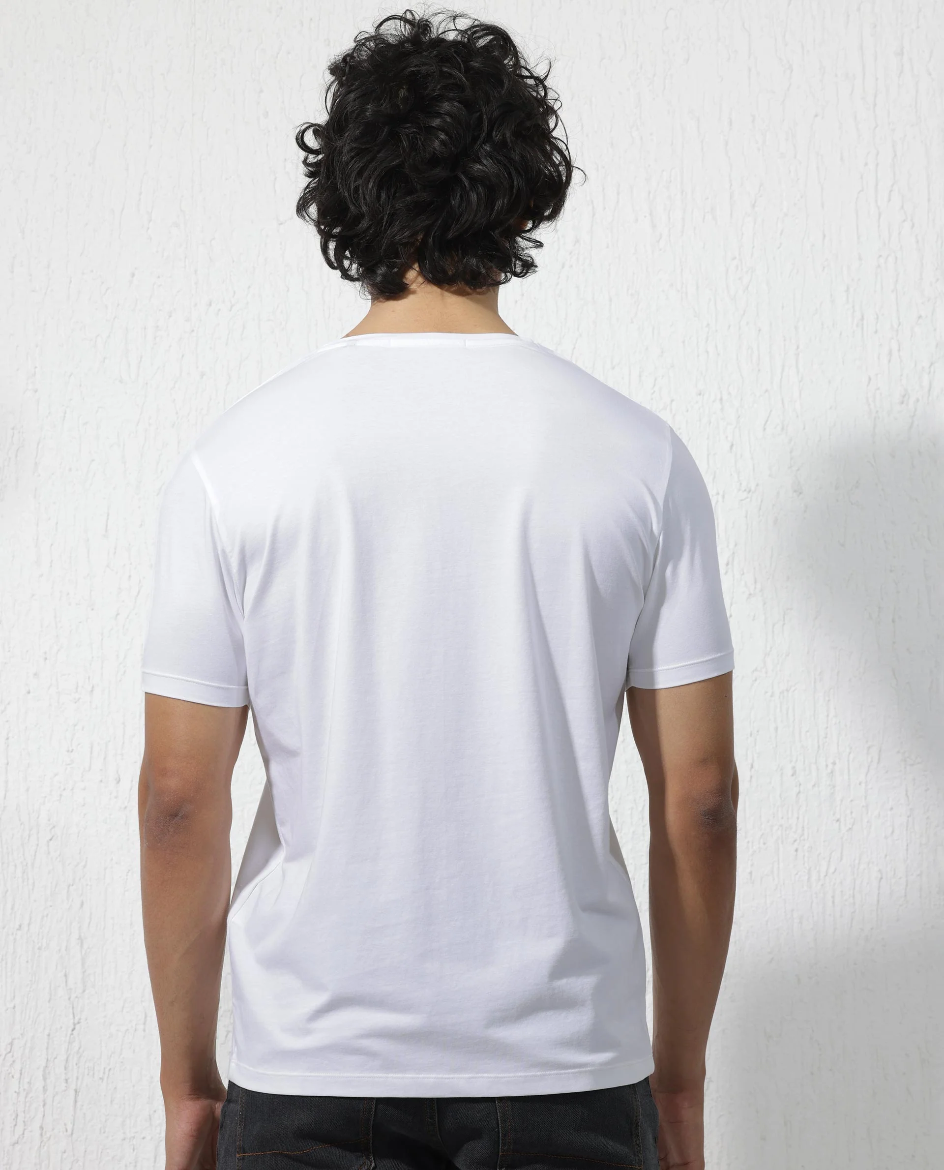 Rare Rabbit Men's Arbor White Cotton Blend Graphic Print Regular Fit Half Sleeve Crew Neck T-Shirt - Image 10