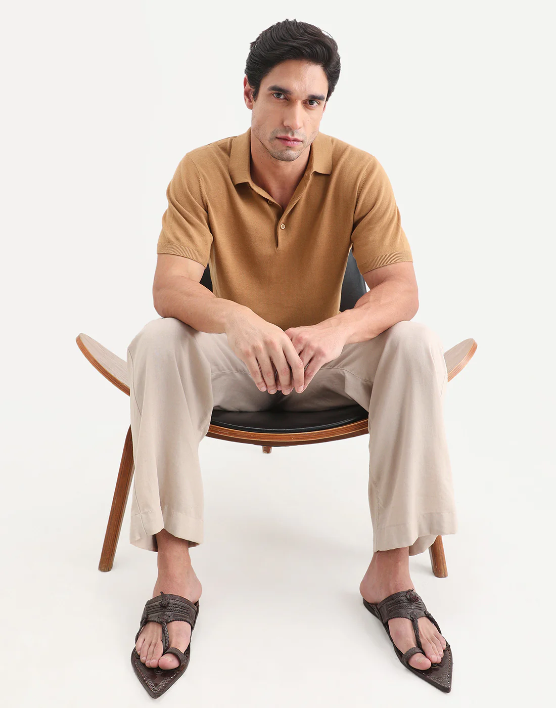 Rare Rabbit Men's Arc Dusky Orange Cotton Fabric Half Sleeve Spread Collar Regular Plain Polo - Image 2
