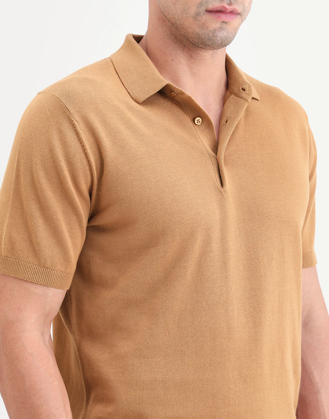 Rare Rabbit Men's Arc Dusky Orange Cotton Fabric Half Sleeve Spread Collar Regular Plain Polo - Image 4