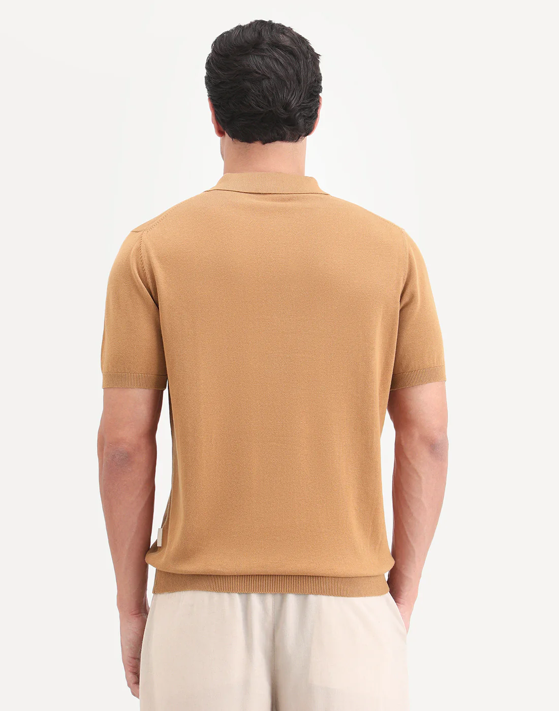 Rare Rabbit Men's Arc Dusky Orange Cotton Fabric Half Sleeve Spread Collar Regular Plain Polo - Image 9