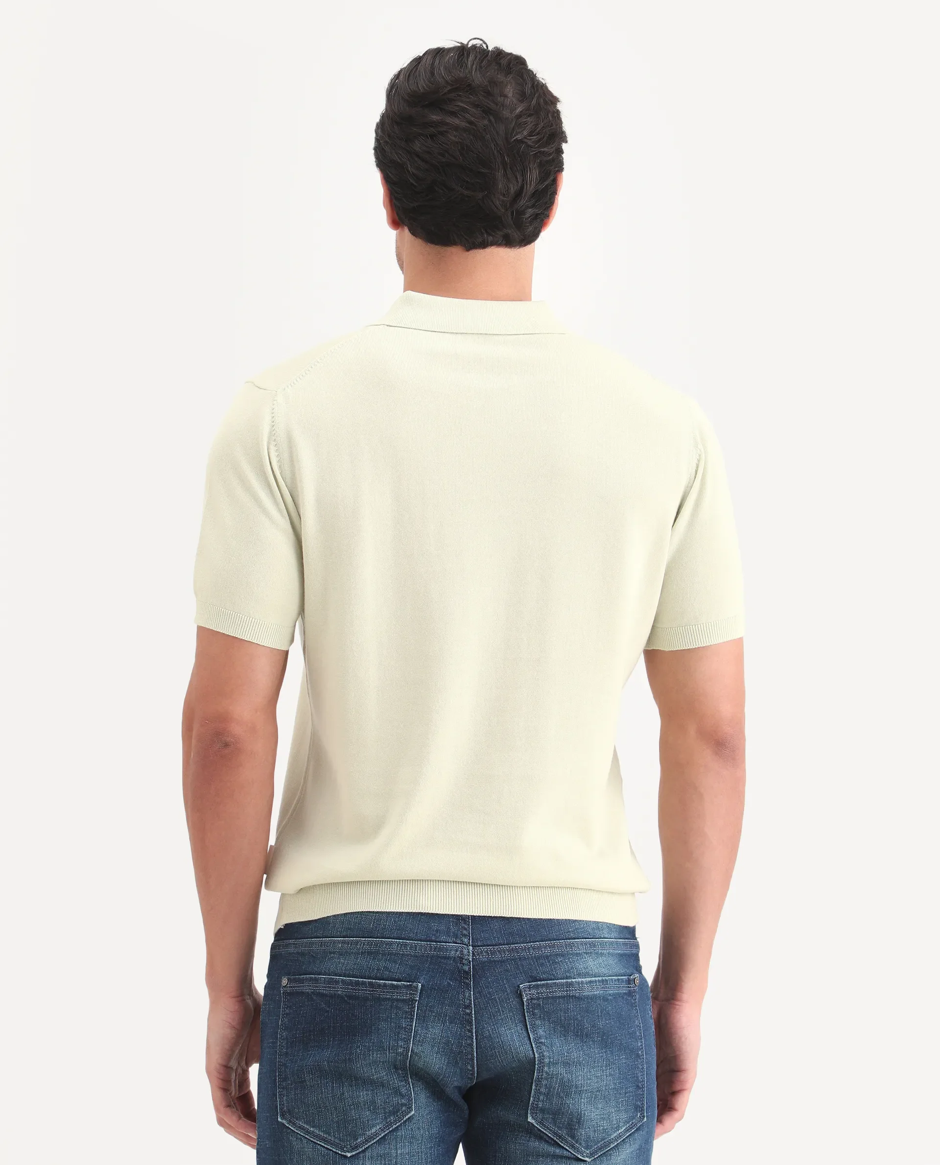 Rare Rabbit Men's Arc Fluorescent Green Cotton Fabric Half Sleeve Spread Collar Regular Plain Polo - Image 8