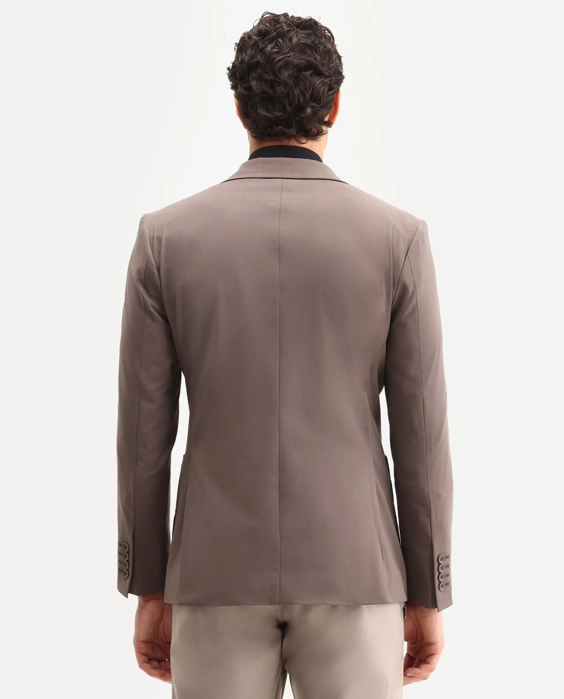 Rare Rabbit Men's Arca Dark Brown Polyester Blend Fabric Full Sleeve Lapel Collar Regular Plain Blazer - Image 6