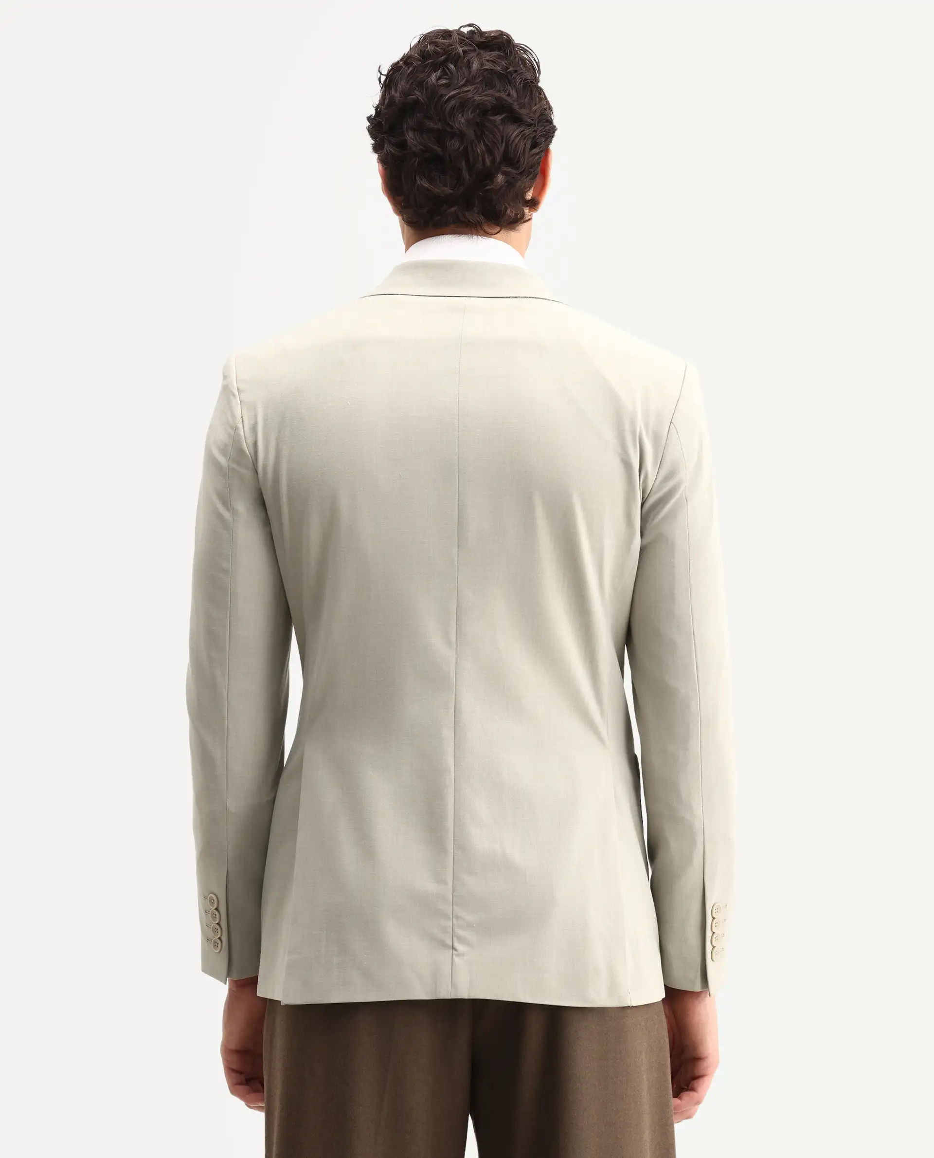 Rare Rabbit Men's Arca Pastel Beige Polyester Blend Fabric Full Sleeve Lapel Collar Regular Plain Blazer - Image 7