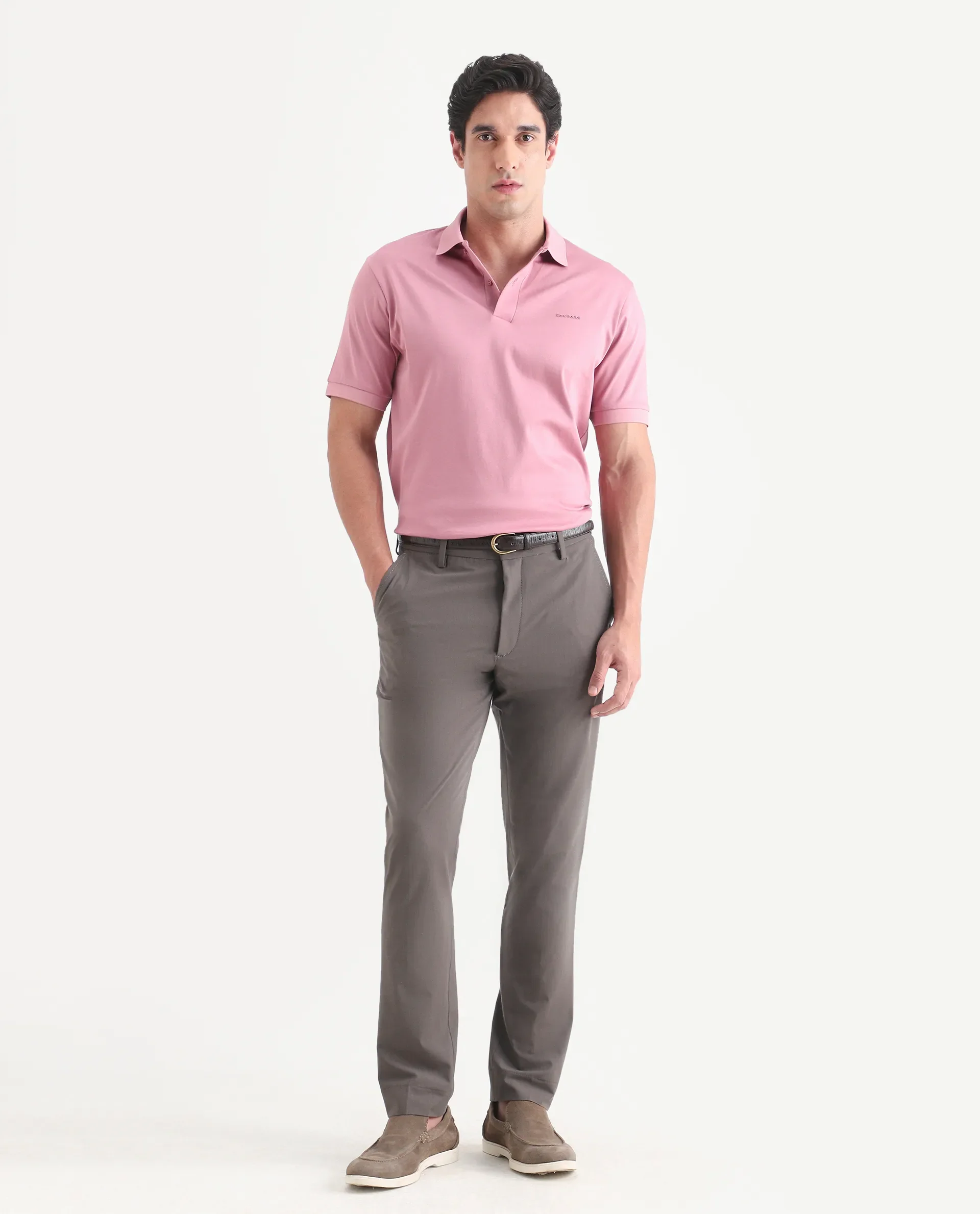 Rare Rabbit Men's Arcade-Lite Light Brown Polyester Blend Fabric Regular Fit Plain Trouser - Image 4