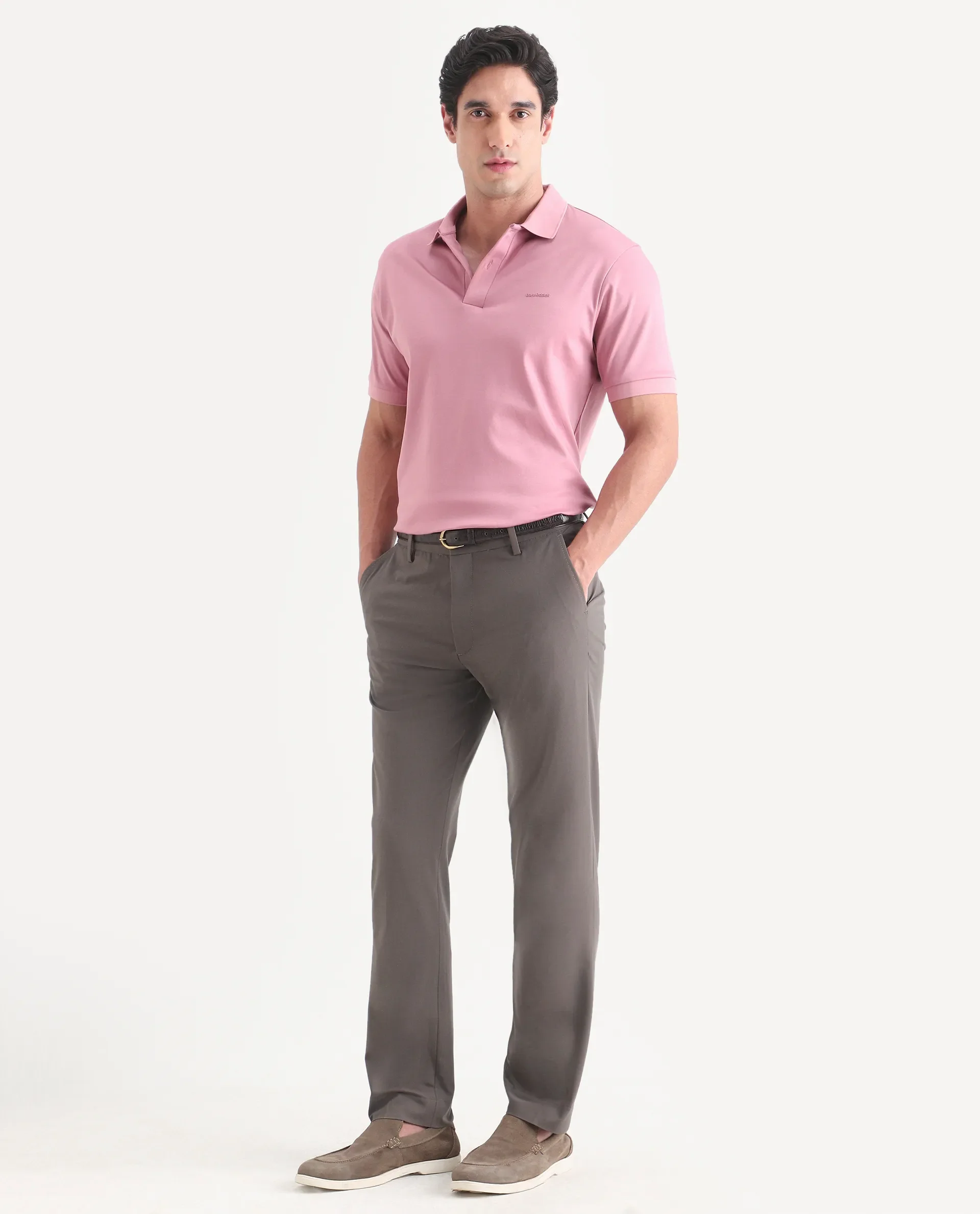Rare Rabbit Men's Arcade-Lite Light Brown Polyester Blend Fabric Regular Fit Plain Trouser - Image 5
