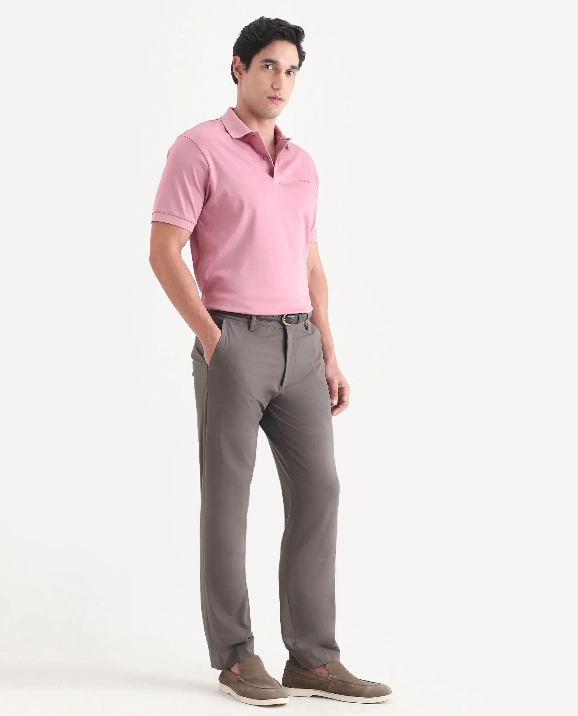 Rare Rabbit Men's Arcade-Lite Light Brown Polyester Blend Fabric Regular Fit Plain Trouser - Image 6