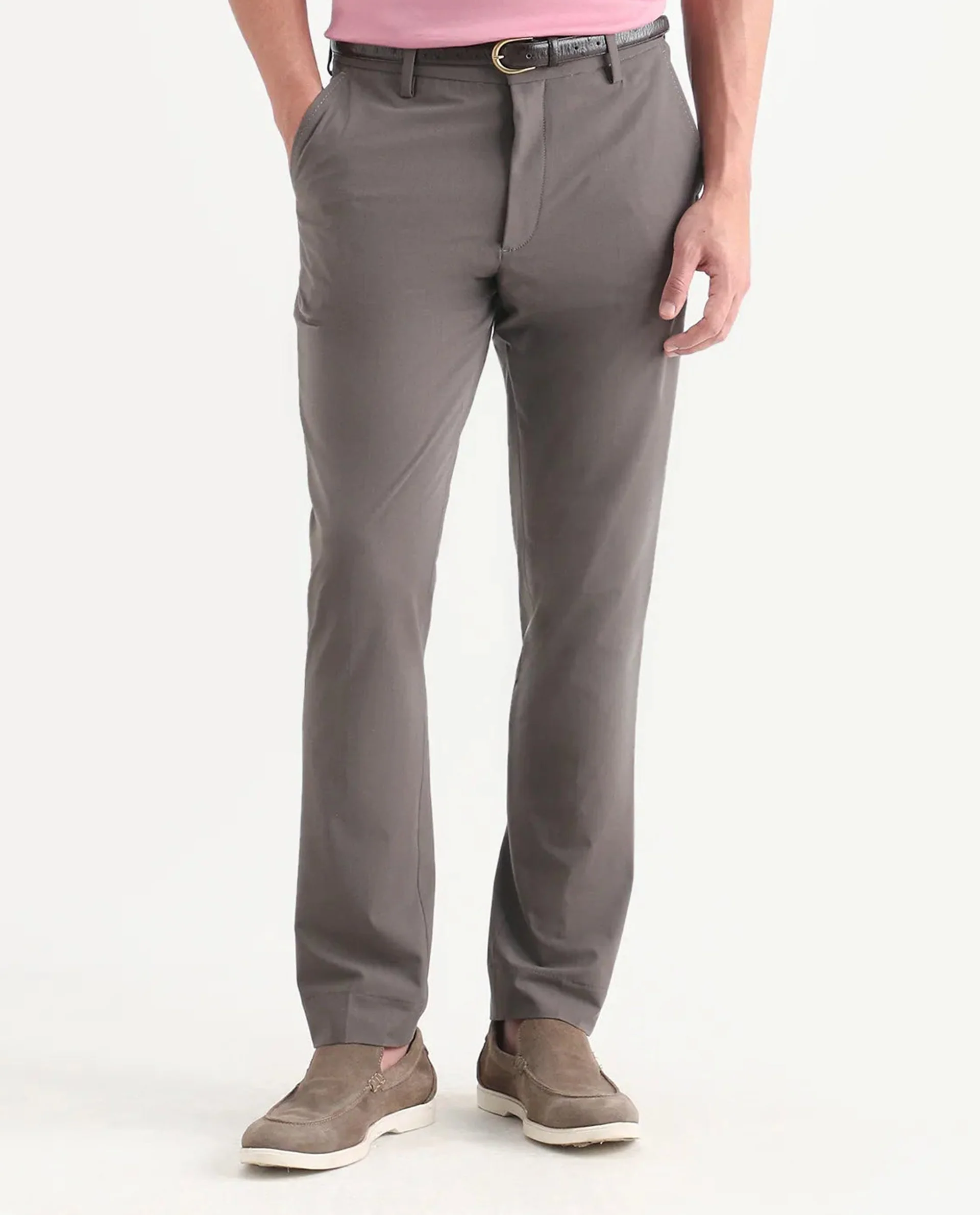 Rare Rabbit Men's Arcade-Lite Light Brown Polyester Blend Fabric Regular Fit Plain Trouser - Image 8