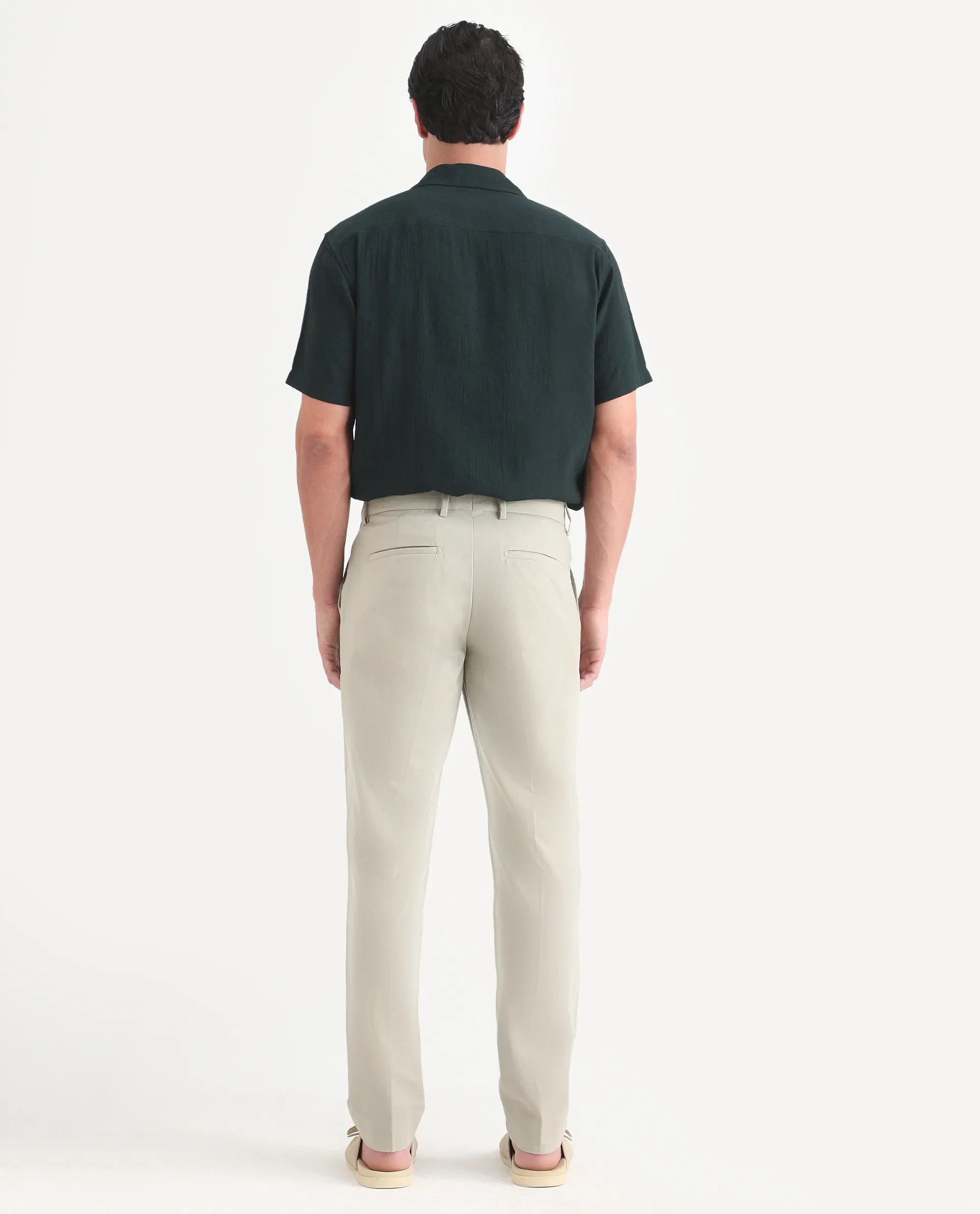 Rare Rabbit Men's Arcade-Lite Pastel Beige Polyester Blend Fabric Regular Fit Plain Trouser - Image 8