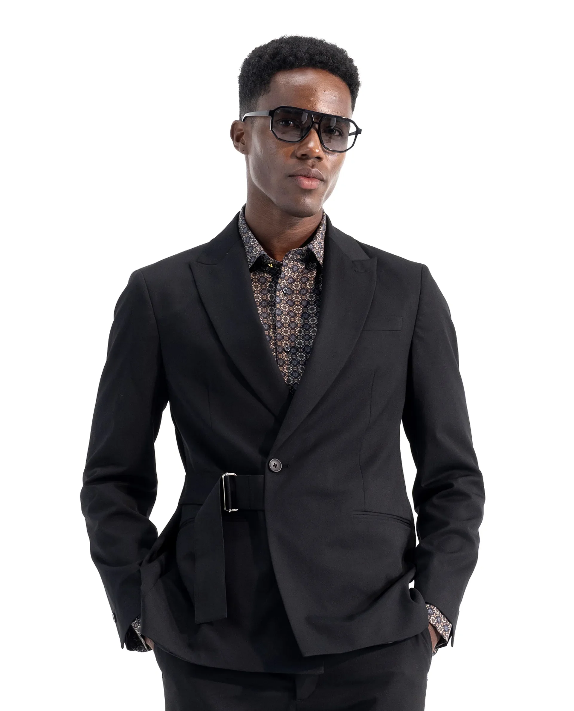 Rare Rabbit Men's Arcade Black Polyester Blend Fabric Full Sleeve Lapel Neck Plain Blazer - Image 3
