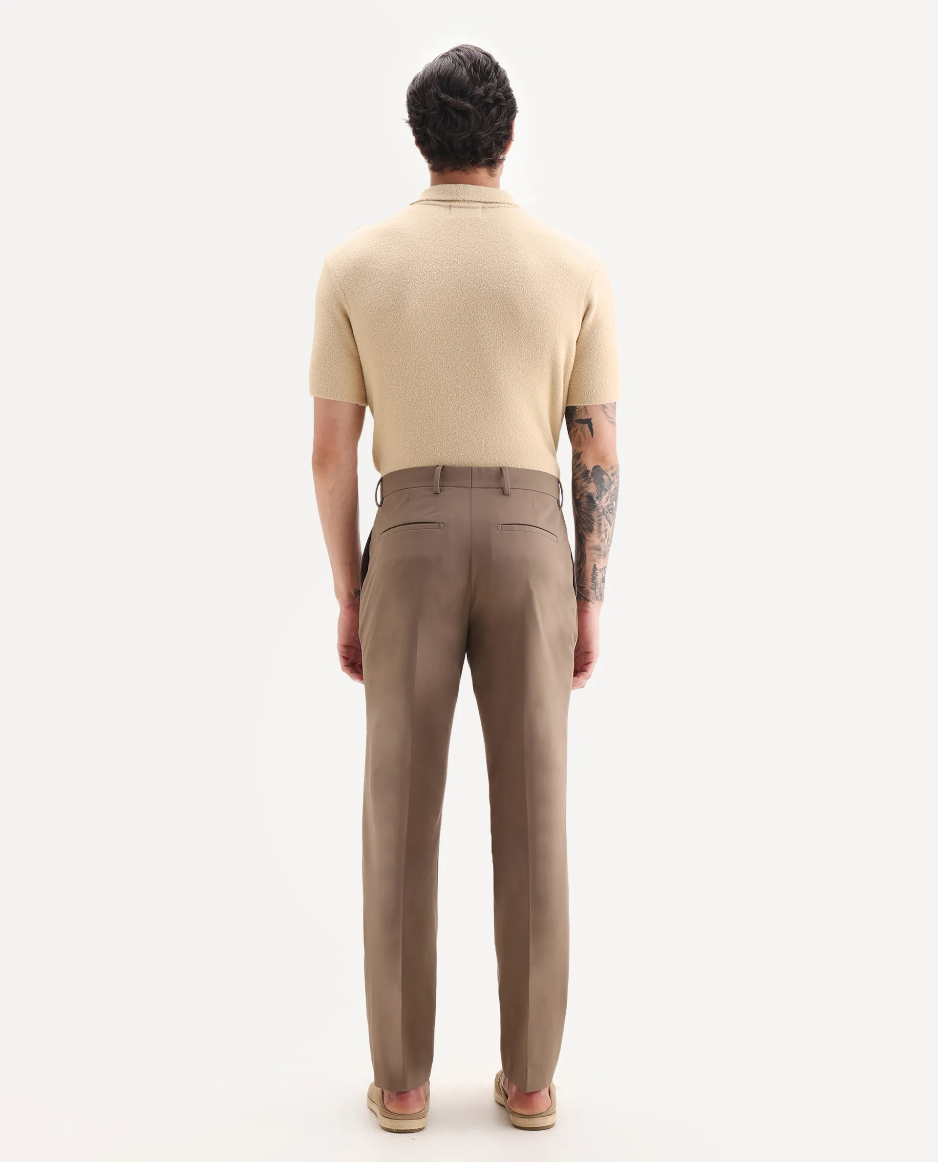 Rare Rabbit Men Arcade Beige Polyester Fabric Hook And Zipper Closure Regular Fit Plain Trouser - Image 7