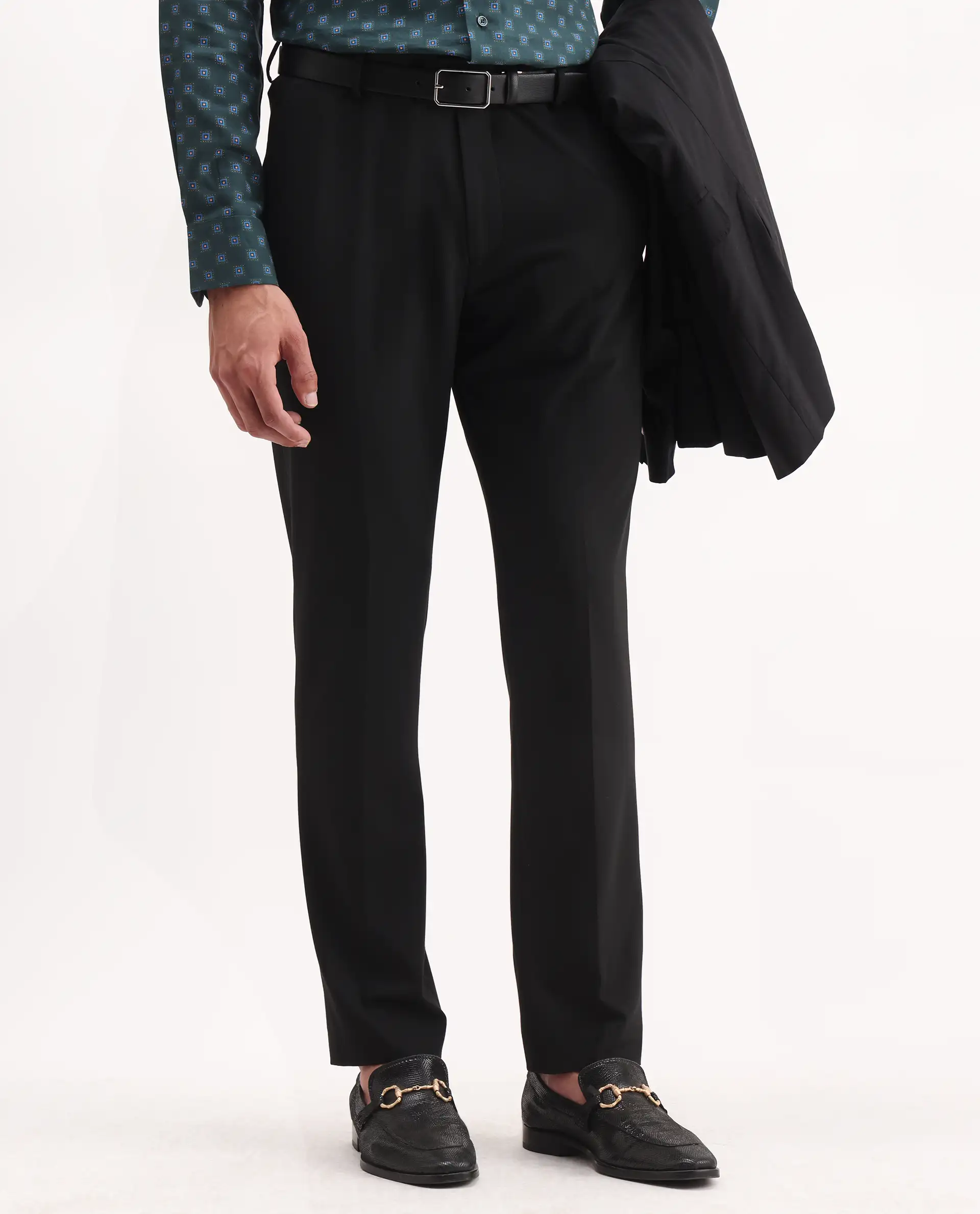 Rare Rabbit Men's Arcade Black Polyester Plain Regular Fit Trouser - Image 2