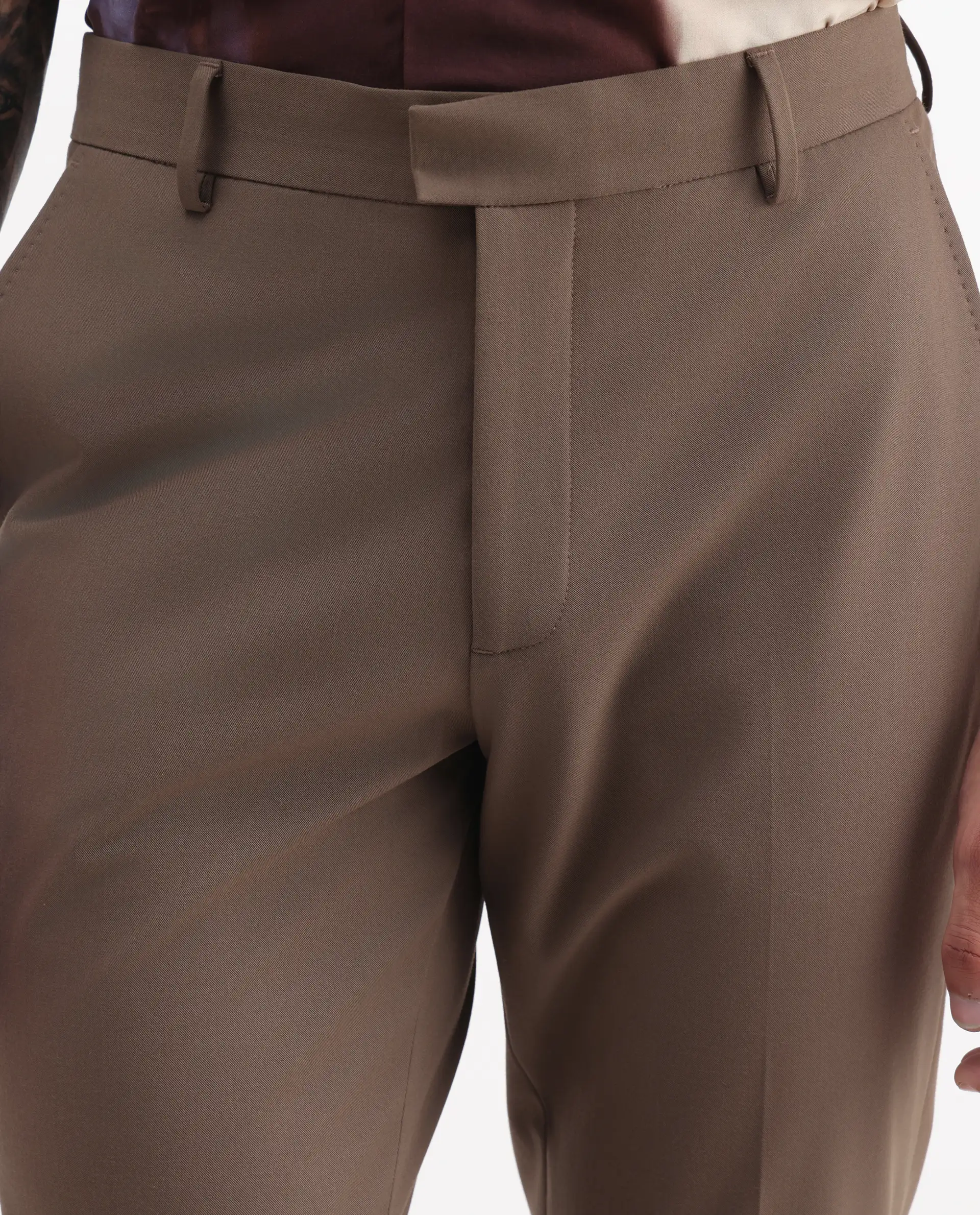 Rare Rabbit Men's Arcade Dark Grey Polyester Plain Regular Fit Trouser - Image 4