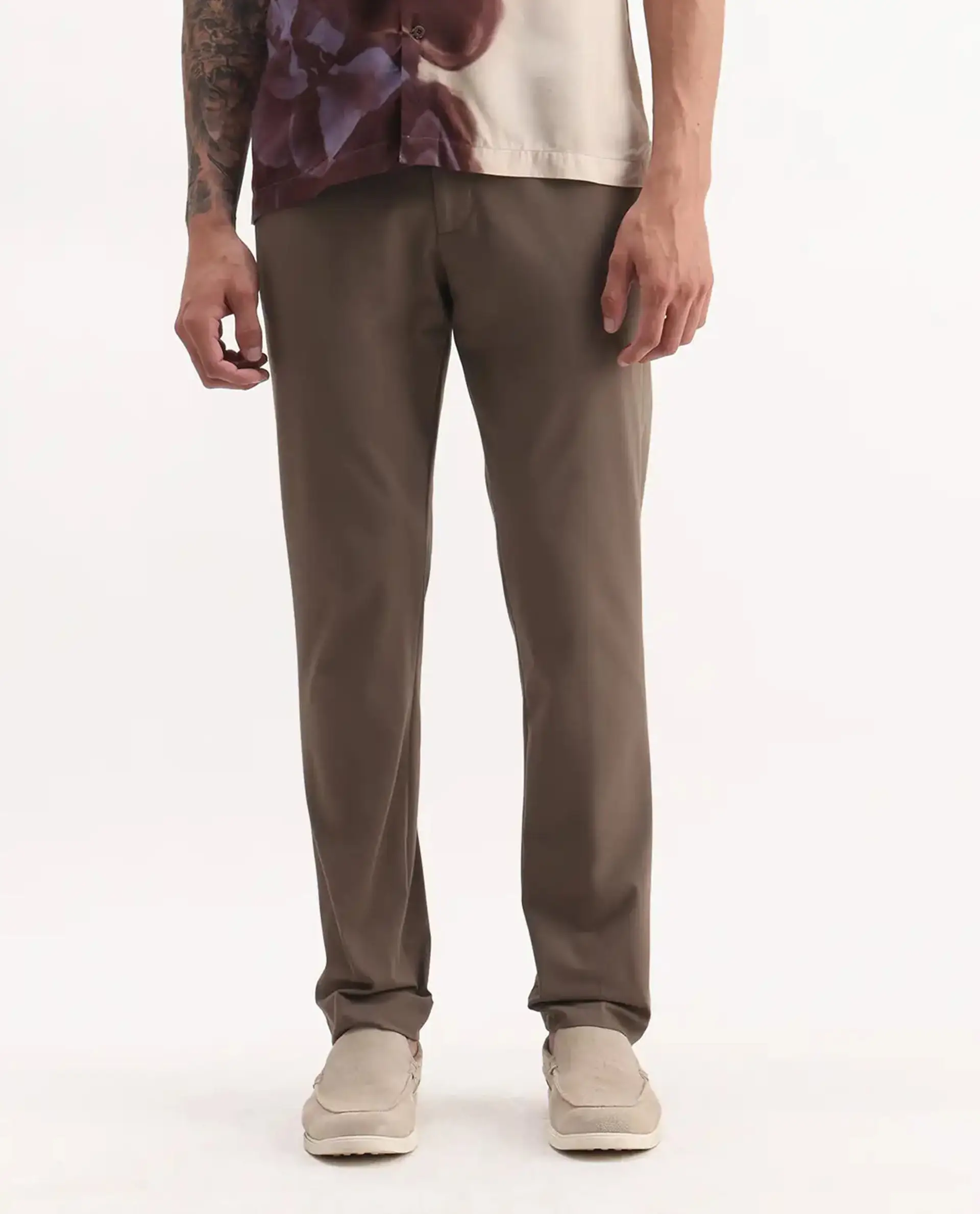 Rare Rabbit Men's Arcade Dark Grey Polyester Plain Regular Fit Trouser - Image 9