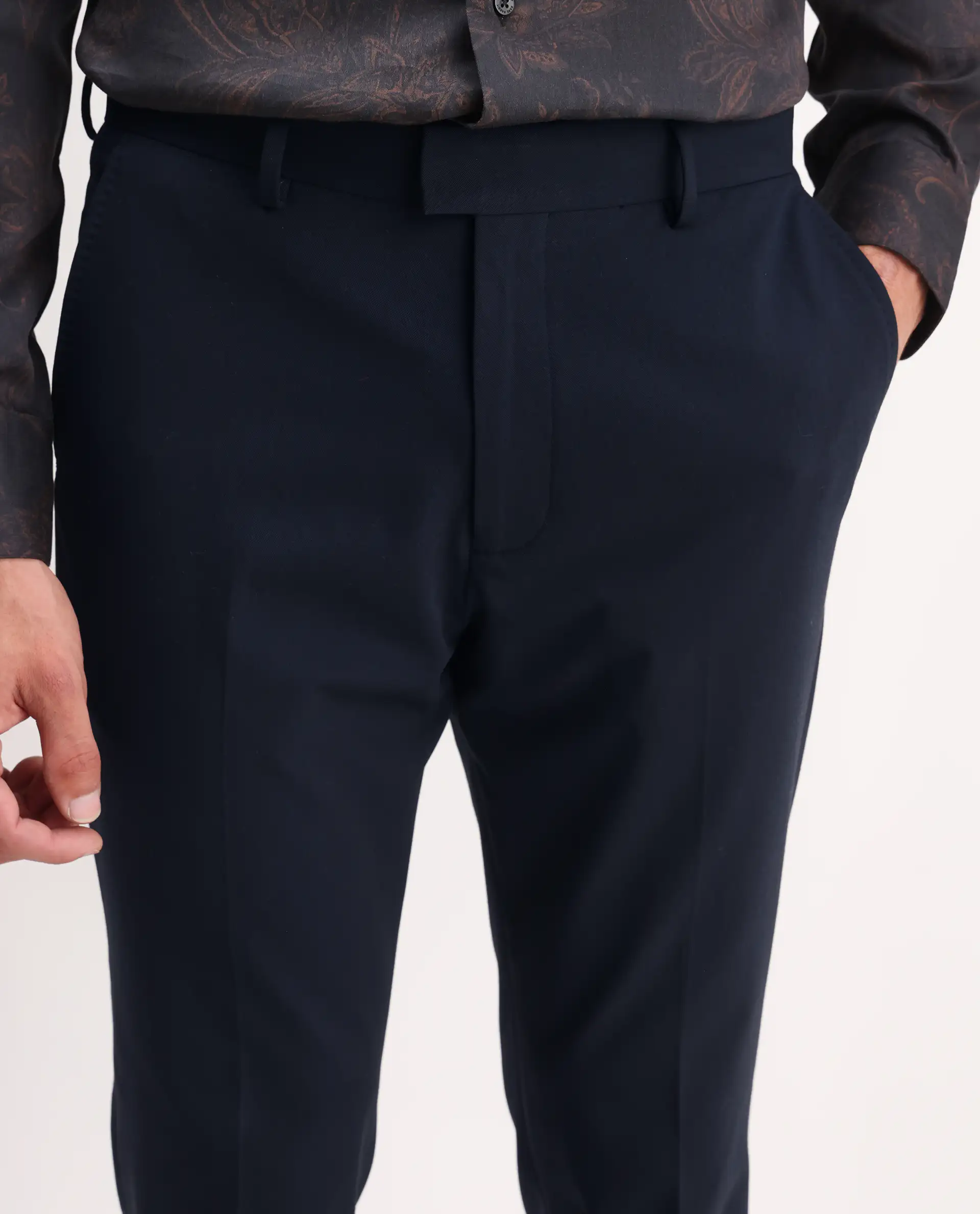 Rare Rabbit Men's Arcade Dark Navy Polyester Plain Regular Fit Trouser - Image 3