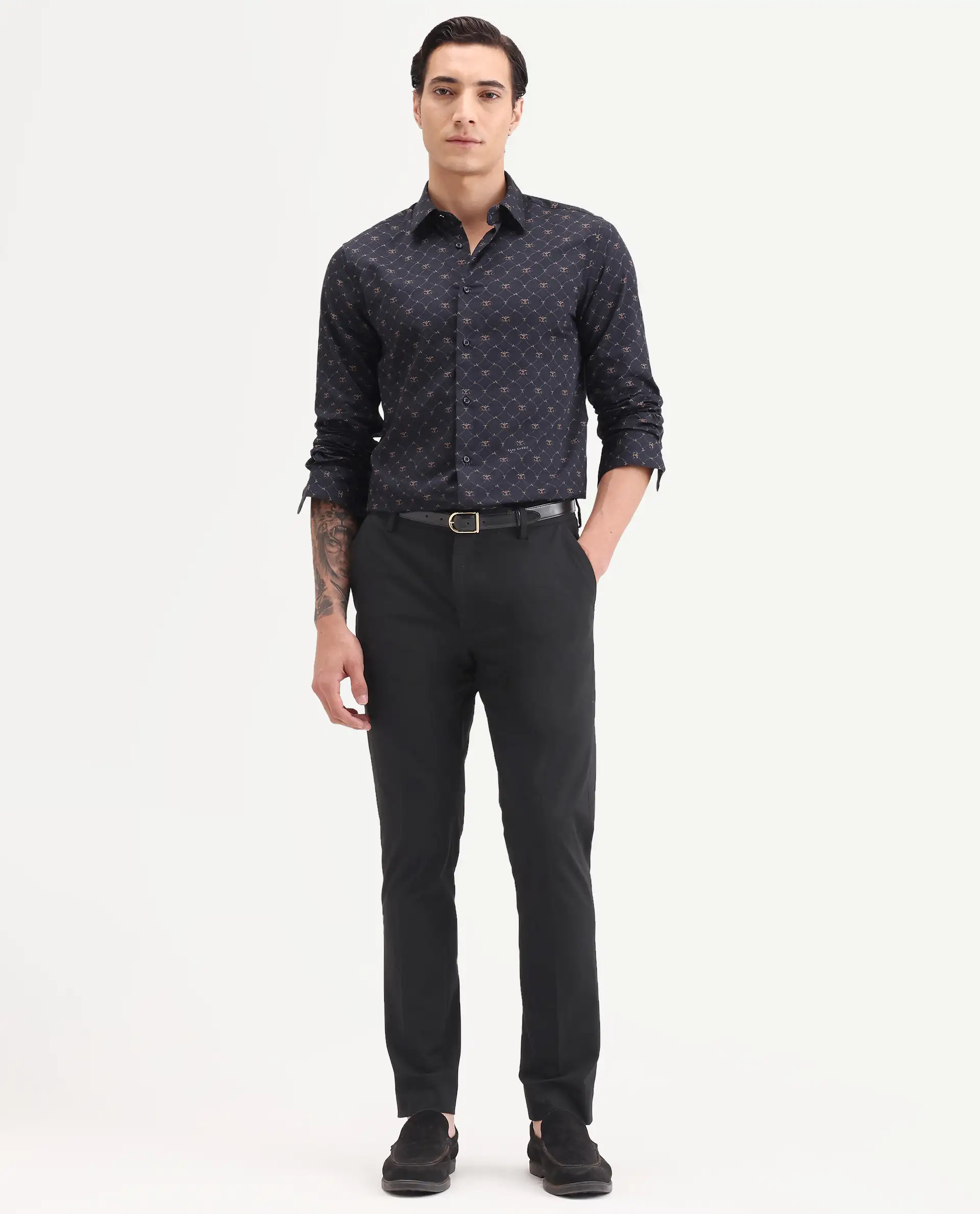 Rare Rabbit Men's Arcade-Ss26 Black Polyester Blend Fabric Regular Fit Plain Trouser - Image 4