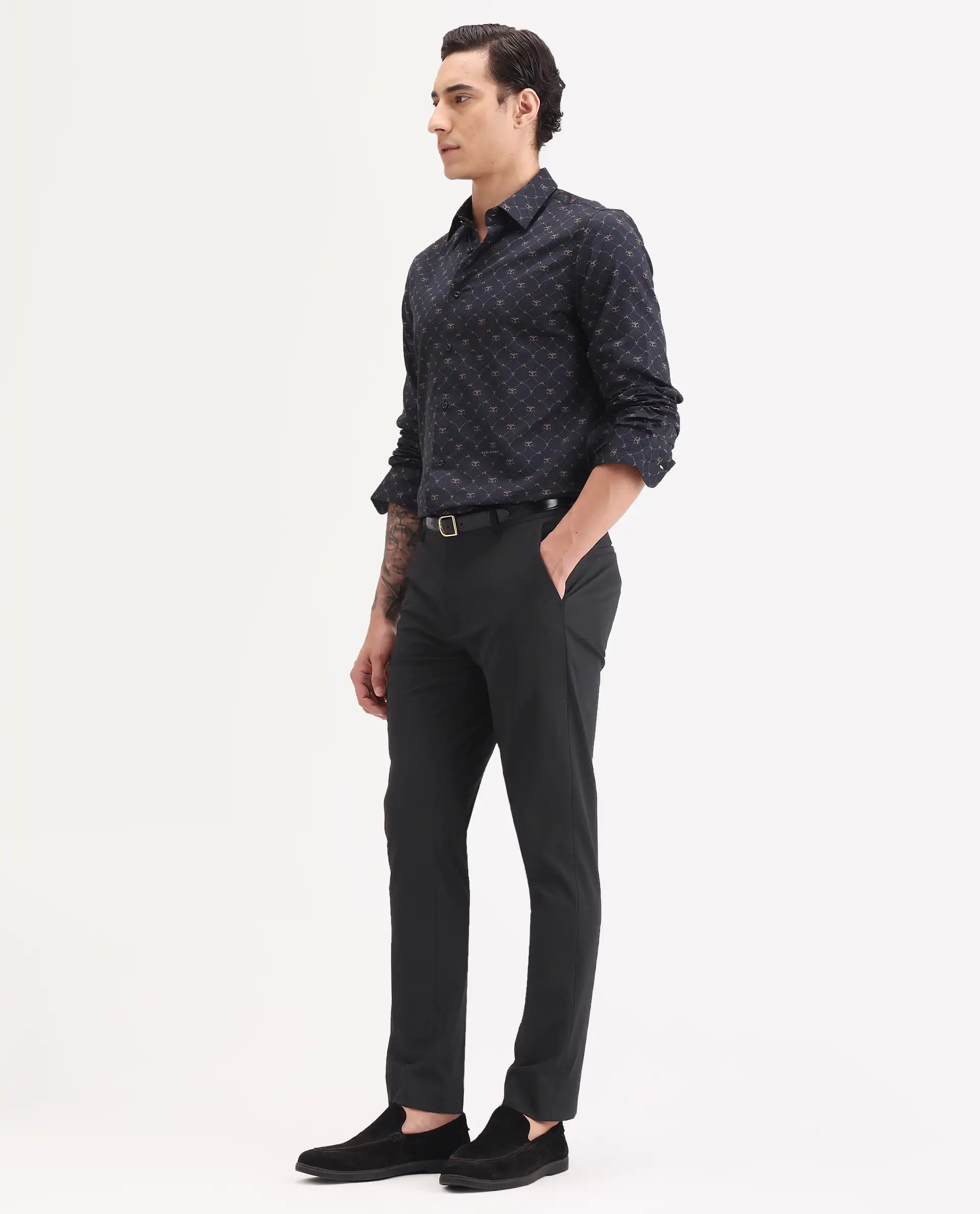 Rare Rabbit Men's Arcade-Ss26 Black Polyester Blend Fabric Regular Fit Plain Trouser - Image 5