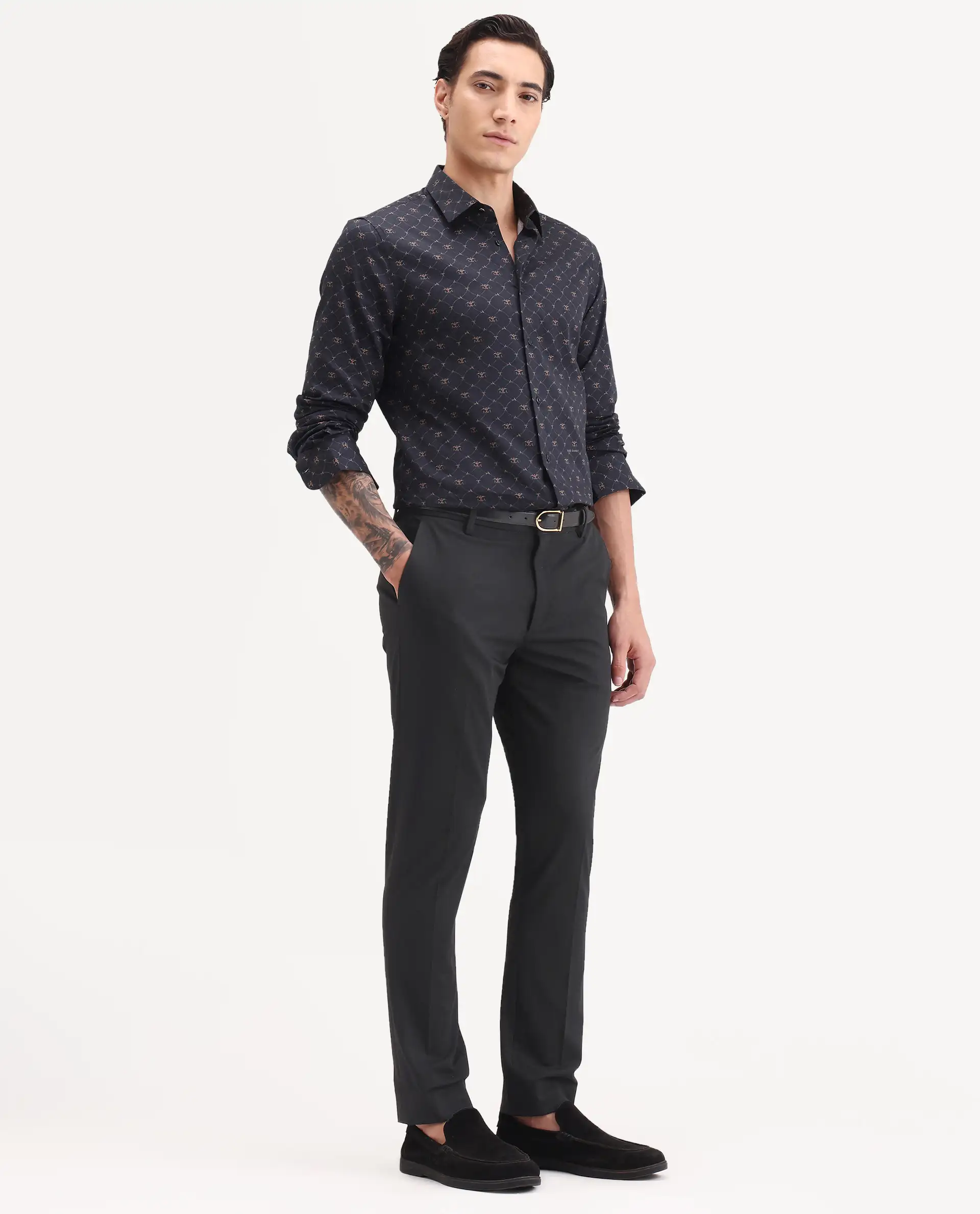 Rare Rabbit Men's Arcade-Ss26 Black Polyester Blend Fabric Regular Fit Plain Trouser - Image 6