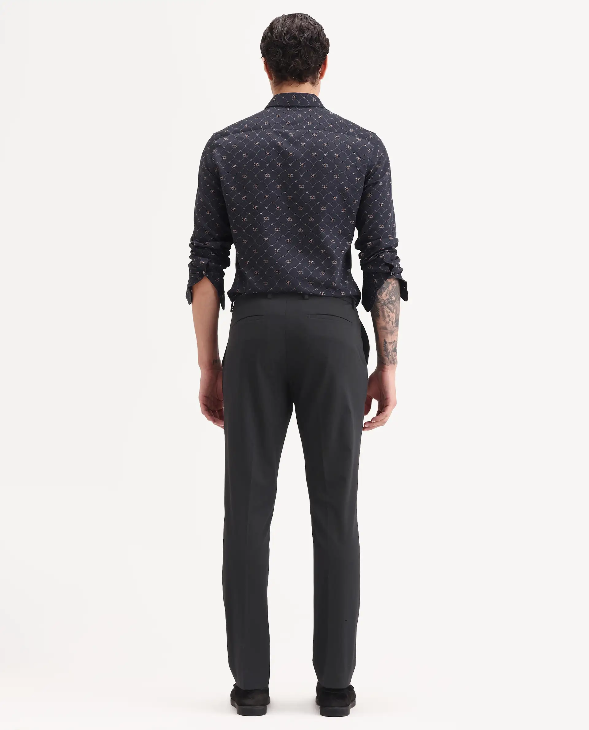 Rare Rabbit Men's Arcade-Ss26 Black Polyester Blend Fabric Regular Fit Plain Trouser - Image 7