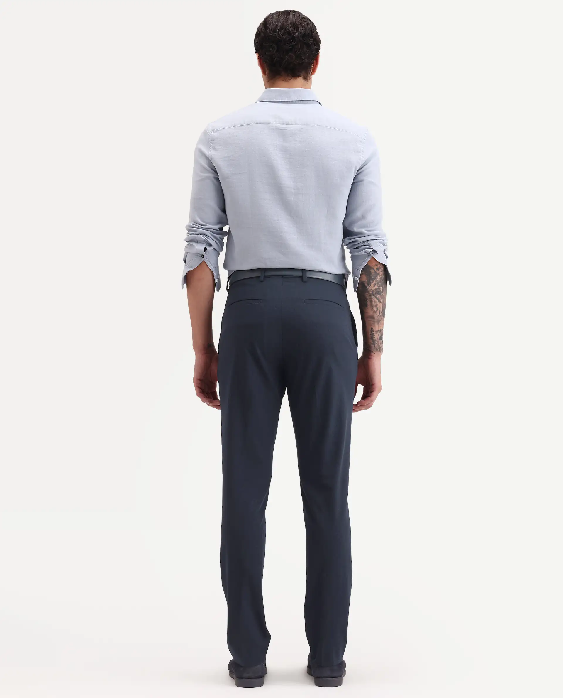Rare Rabbit Men's Arcade-Ss26 Navy Polyester Blend Fabric Regular Fit Plain Trouser - Image 7