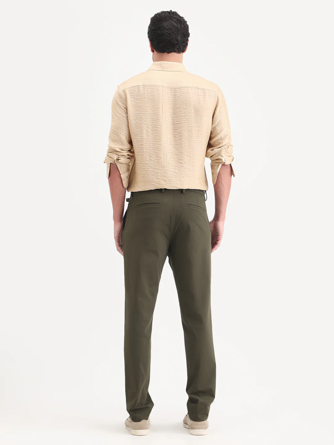 Rare Rabbit Men's Arcade-Ss26 Olive Polyester Blend Fabric Regular Fit Plain Trouser - Image 6
