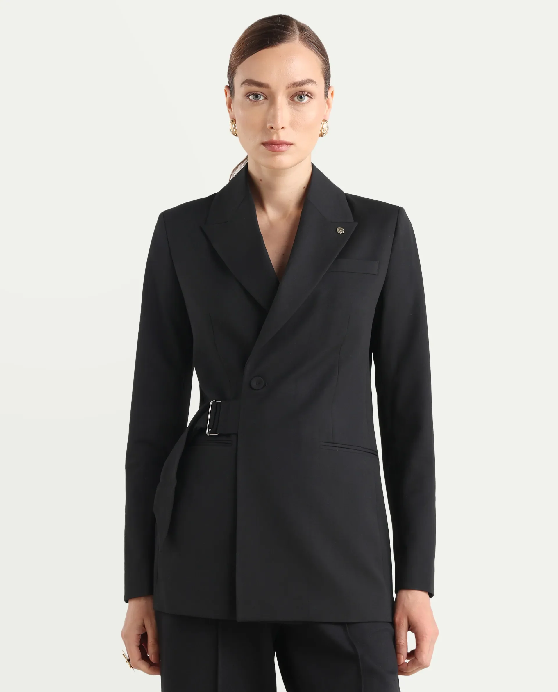 Rareism Women's Arcadia-T Black Polyester Blend Full Sleeve Lapel Collar Plain Blazer - Image 3