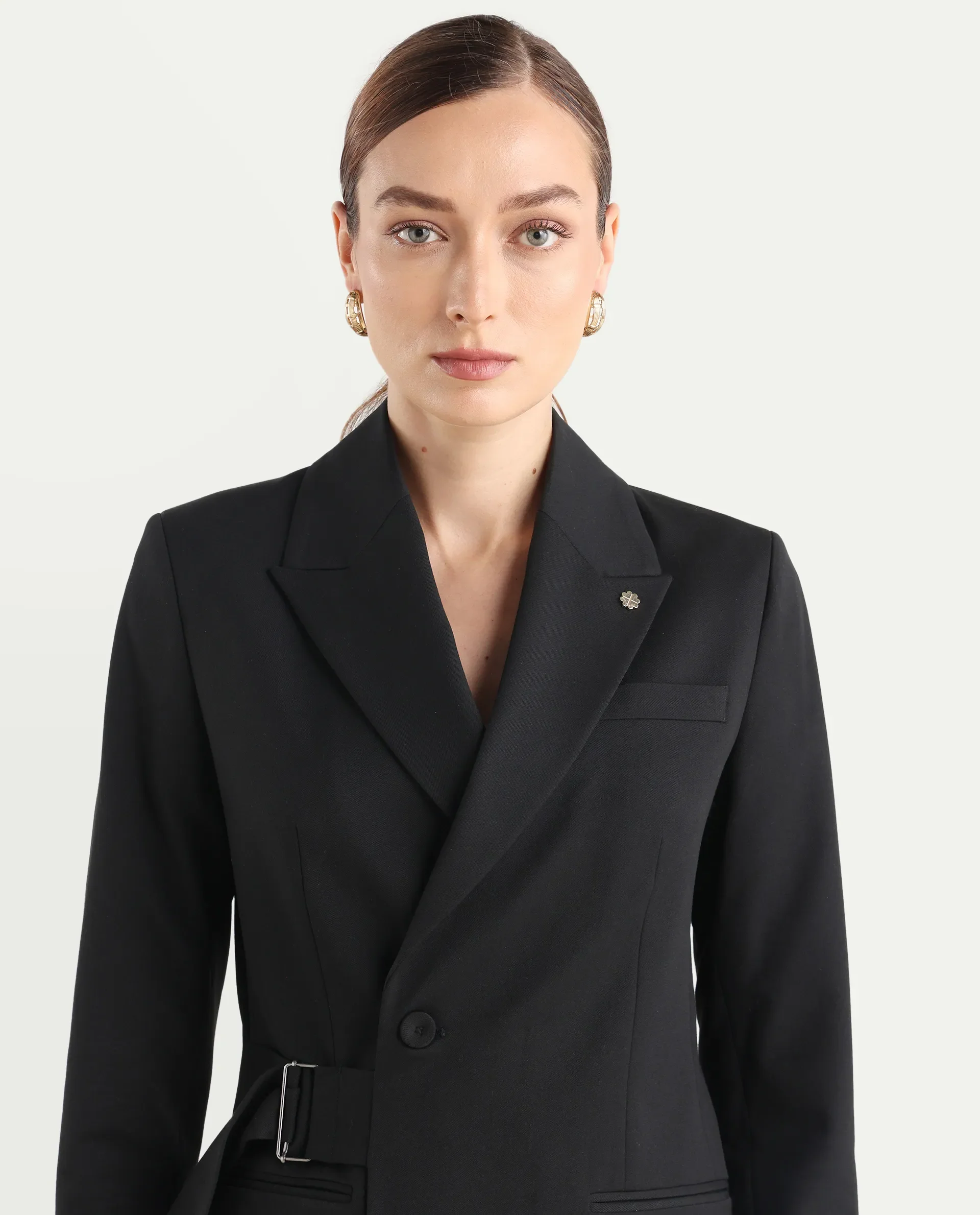 Rareism Women's Arcadia-T Black Polyester Blend Full Sleeve Lapel Collar Plain Blazer - Image 4