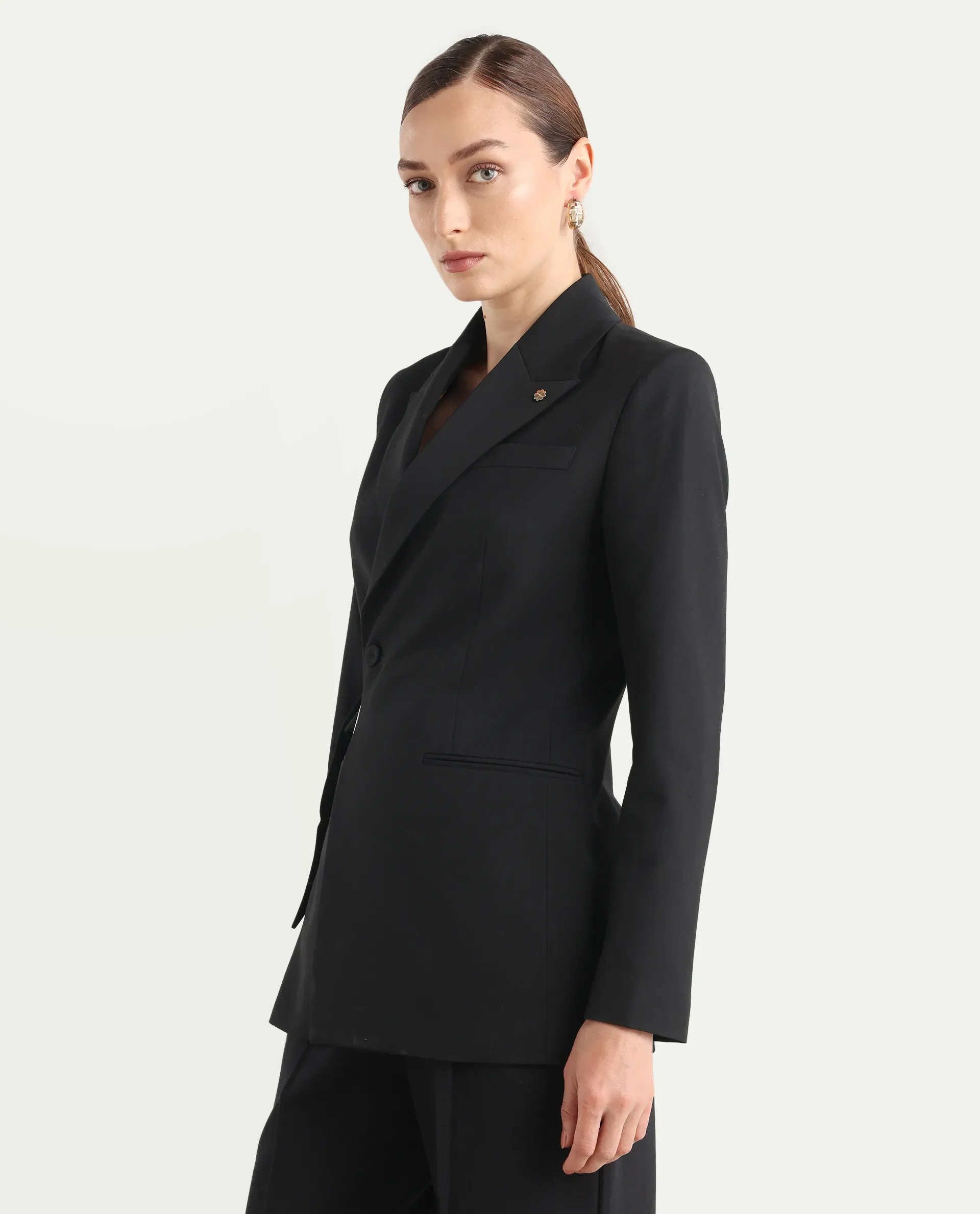 Rareism Women's Arcadia-T Black Polyester Blend Full Sleeve Lapel Collar Plain Blazer - Image 7